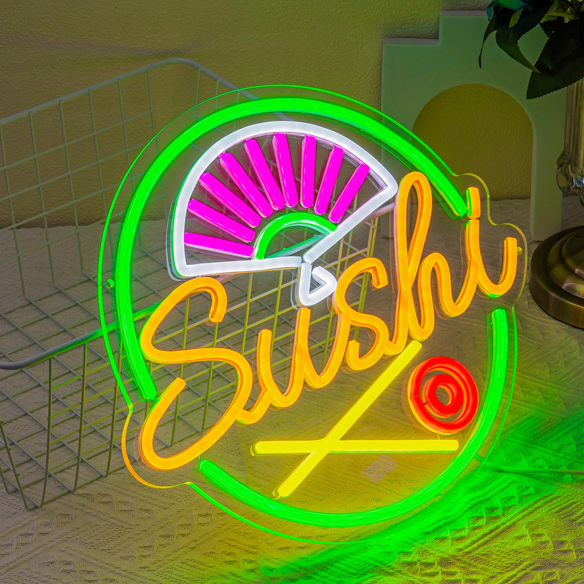 SUYUZUR Sushi Neon Sign - Colorful LED Wall Decor, USB Powered, Model SLY-07, Ideal for Japanese Restaurant, Home Bar, Kitchen, Cafe