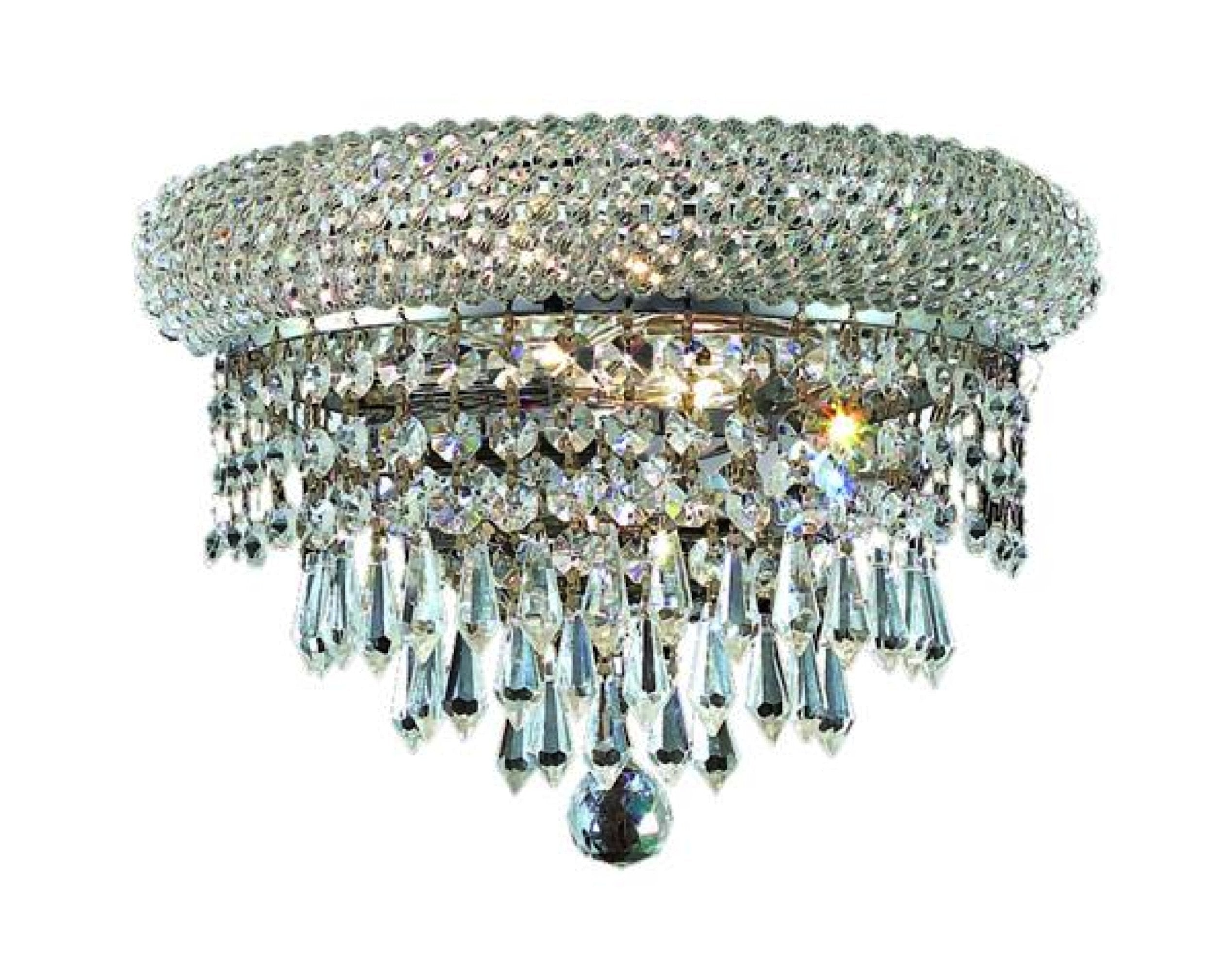 Elegant Lighting 1802W12C/Rc Primo 2-Light Wall Sconce, Finish With Crystal (Clear) Royal Cut Rc Crystal, 6"H, Chrome
