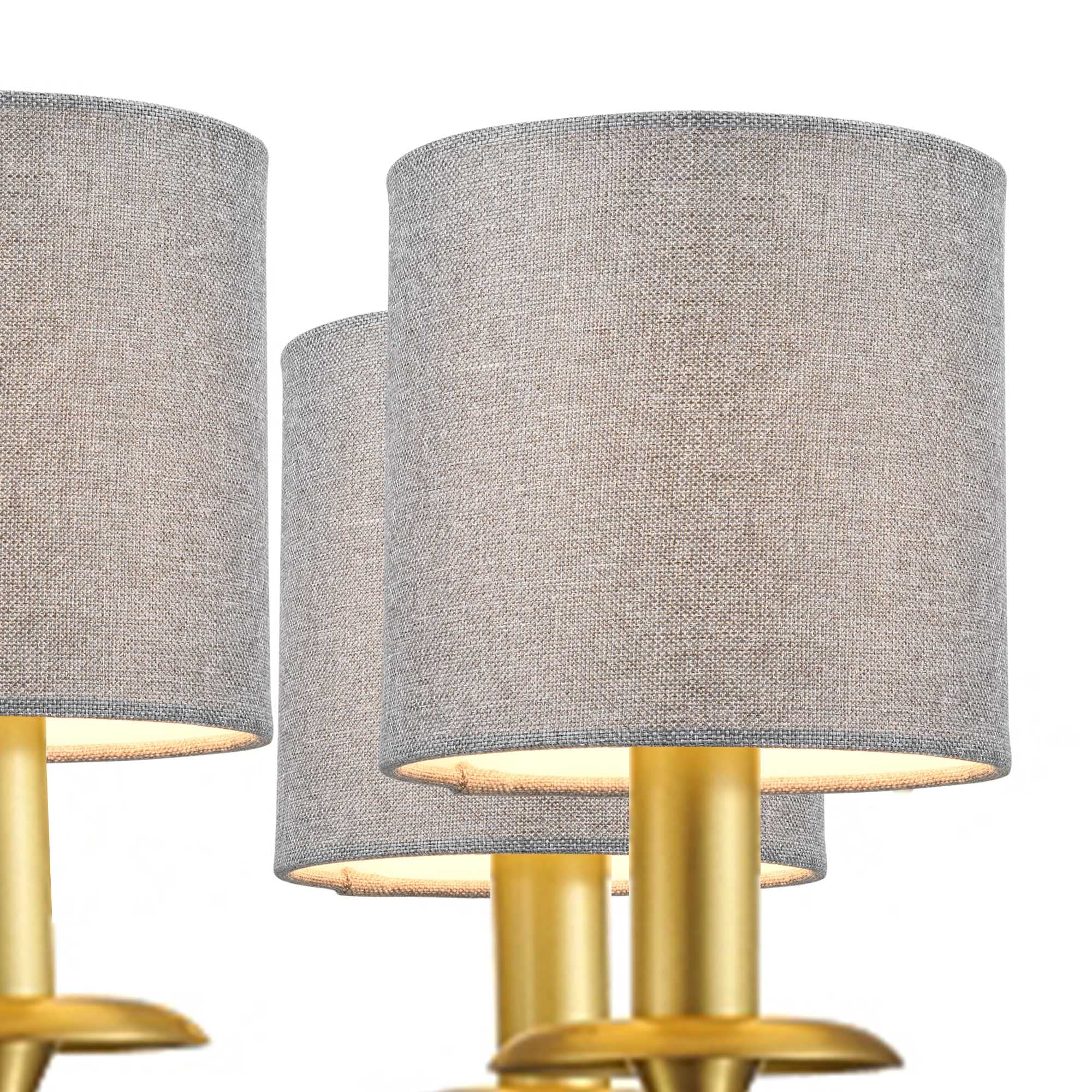 Lampwell Memo Clip-On Chandelier Fabric Lamp Shades,Set Of 6,Small Drum,5.2''  5.2''  H5.2'',Linen, Handmade,Modern Trendy Decor