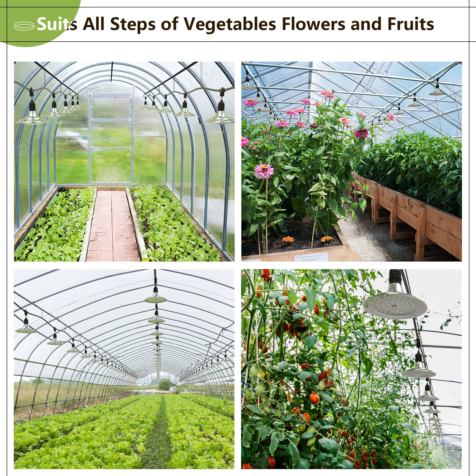 Espird 21.3FT Outdoor Grow Light - Waterproof UL Certified LED String Lights for Greenhouse Garden, Full Spectrum for Veg, Seedling & Flower