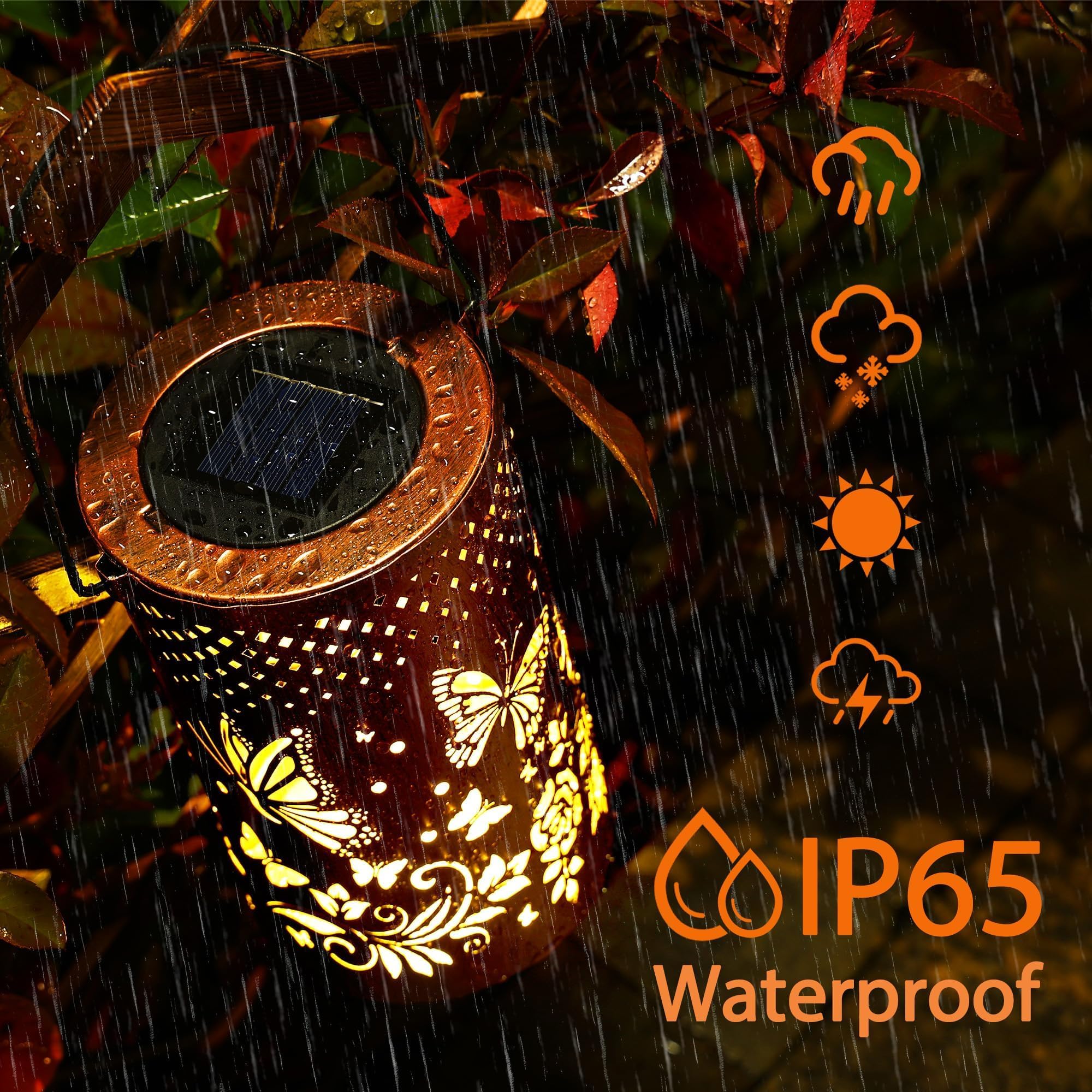 Rumiom Solar Lanterns Outdoor Waterproof, Butterfly Birthday Gifts For Women Men, Hanging Solar Lantern For Yard, Patio, Porch,