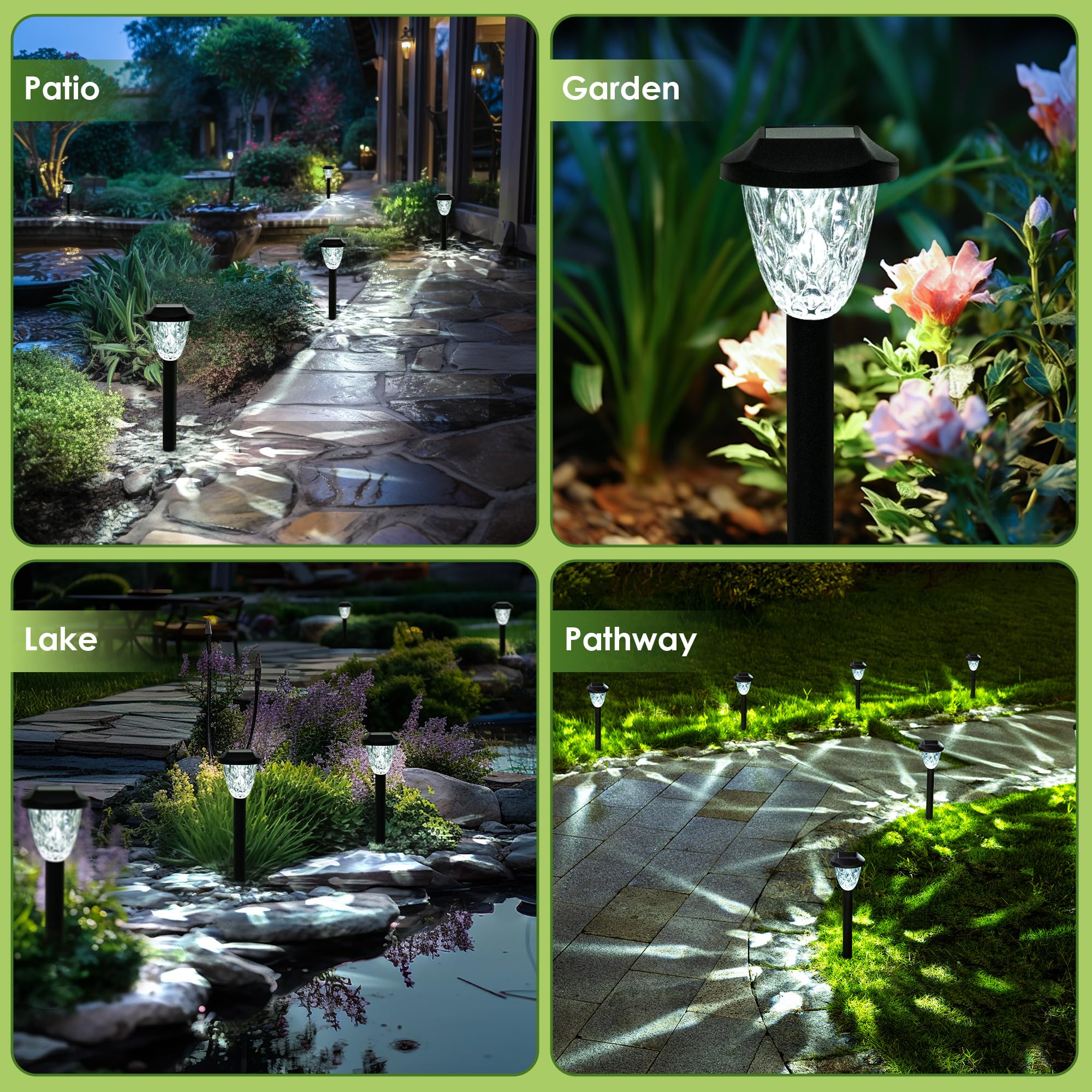 Suncket Solar Outdoor Lights, Bright Solar Christmas Lights Outdoor With Great Pattern, Waterproof Auto On/Off Solar Lights For Outside Garden Walkway Driveway Yard Pathway(8 Pack)