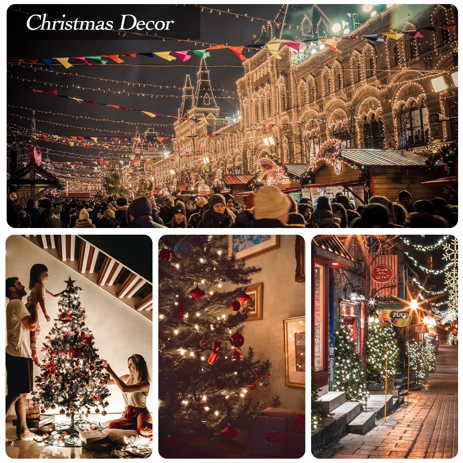 Chysuper 25 Pack C7 Clear Replacement Bulbs, 120V 5W Incandescent, C7 Christmas Lights, E12 Candelabra Base C7 Halloween Bulbs Warm White For Patio Outdoor String Lights Decor, Night Light