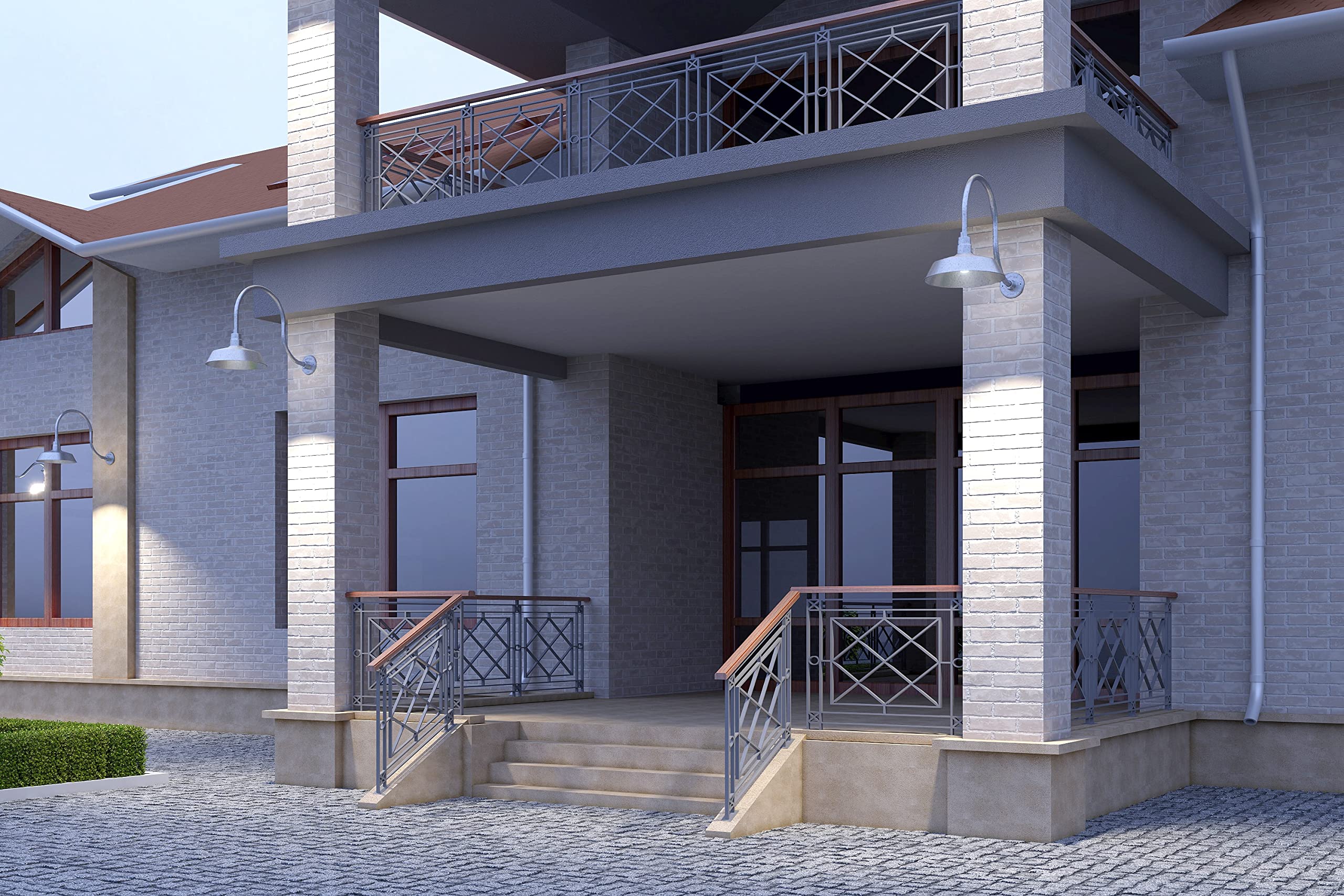 14In. Galvanized Finish Outdoor Gooseneck Barn Light Fixture With 24In. Long Extension Arm - Wall Sconce Farmhouse, Vintage, Ant