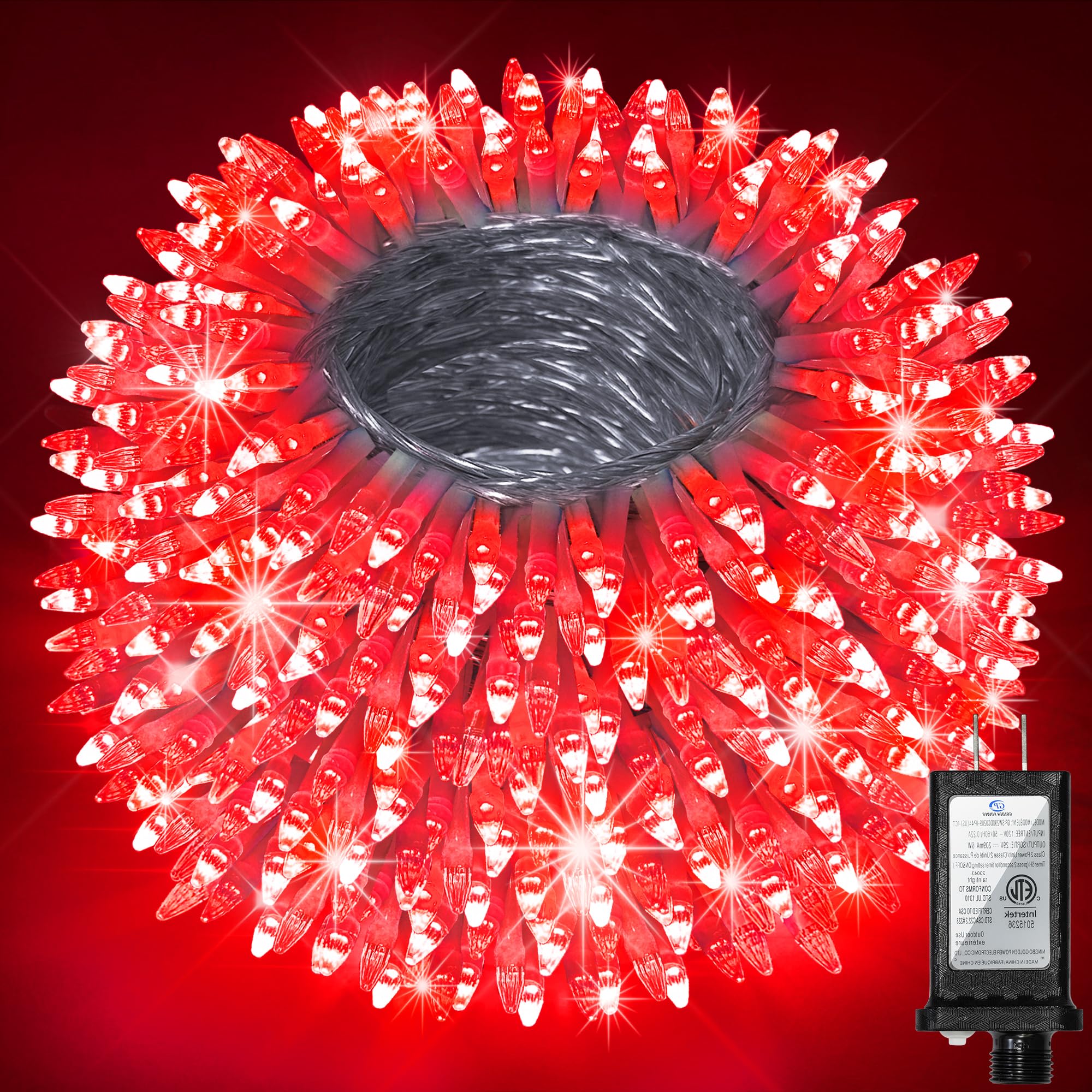 750 Led Christmas String Lights Outdoor  240Ft Twinkle Fairy Lights With Timer & Memory  12 Modes Dimmable Waterproof Tree Light For House Patio Garden Wedding Party Christmas Decororations  Red