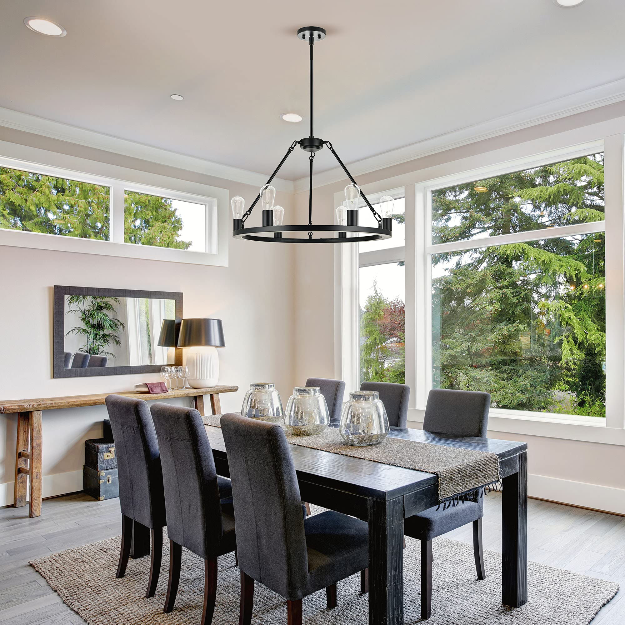 Linea Di Liara Sonoro Black Chandelier Dining Room Light Fixture Small Wagon Wheel Chandelier Rustic Round Industrial Modern Far