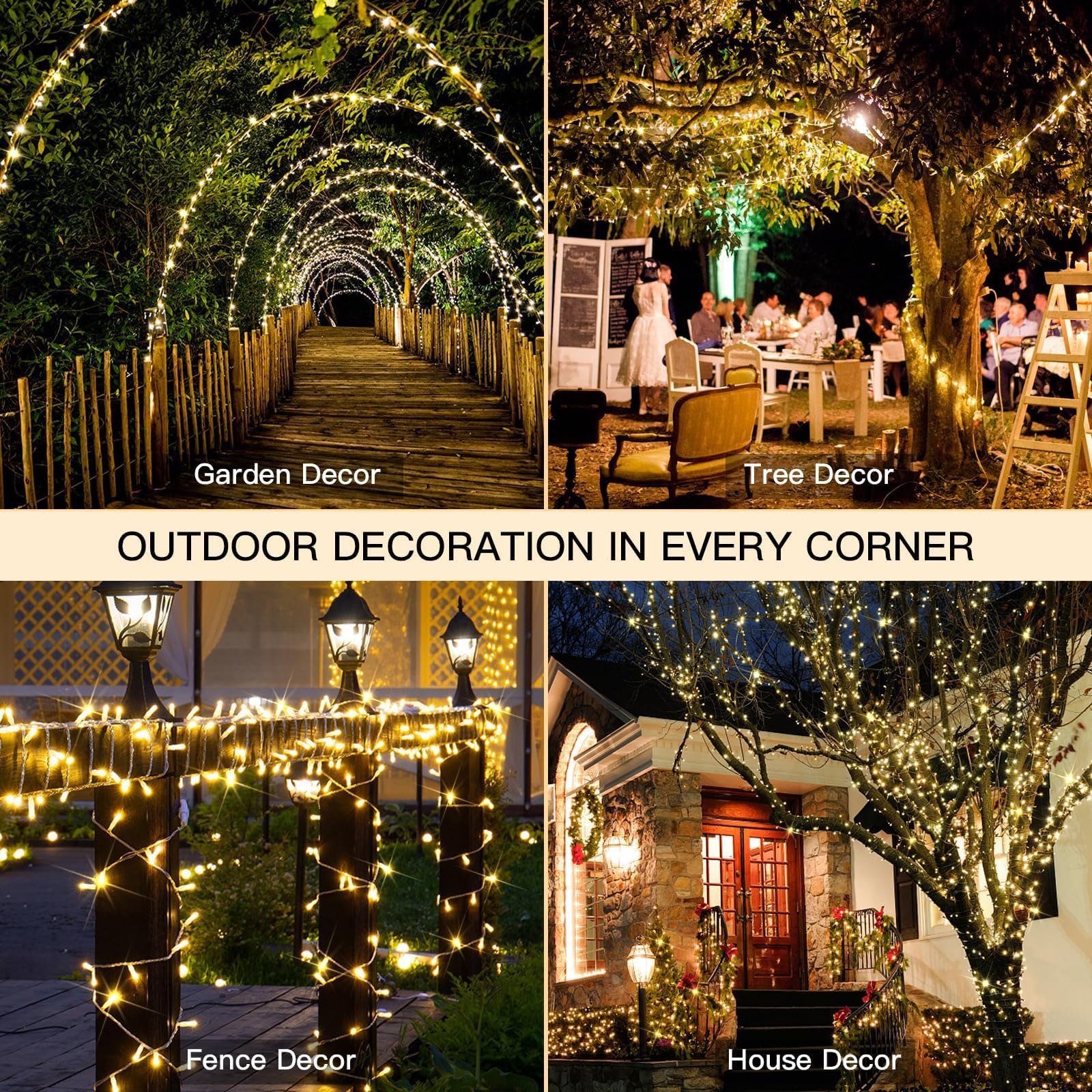 suddus Christmas Tree Lights, 33FT 100 LED Warm White Fairy Lights, Plug-in with Remote, Indoor/Outdoor Decor, Model SD-100STRWW