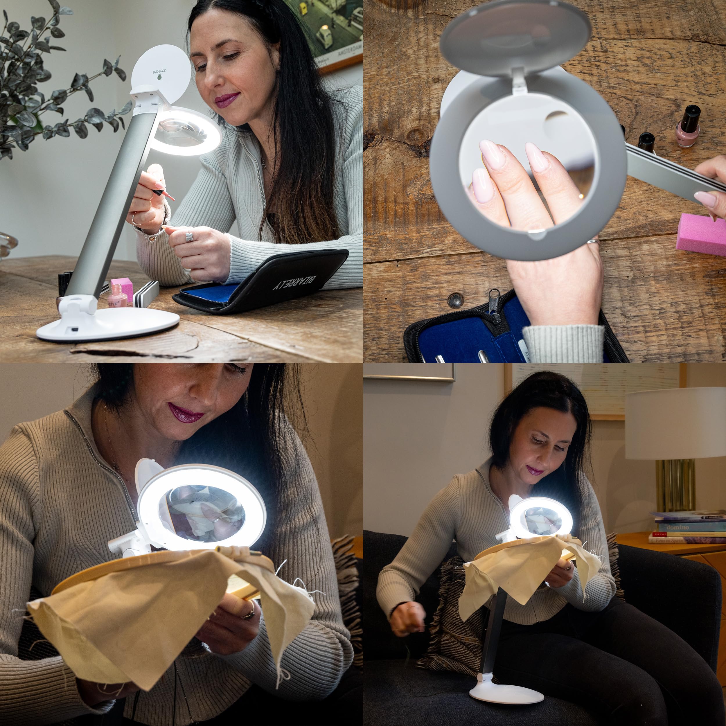 daylight Halo Go 2 Portable Rechargeable Magnifying Lamp, 5 Diopter, 6,000K LED, USB Charging, White, Model U25400