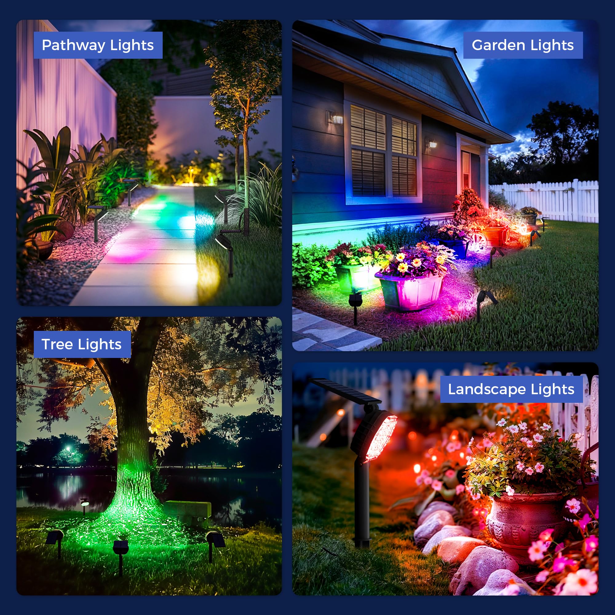 Coozaming Solar Color Spot Lights Outdoor  7 Modes Colored Halloween Christmas Solar Lights Outdoor  35 Led Color Changing Landscape Lighting Waterproof Ip65 Spotlight For Holiday Decorations  6 Pack