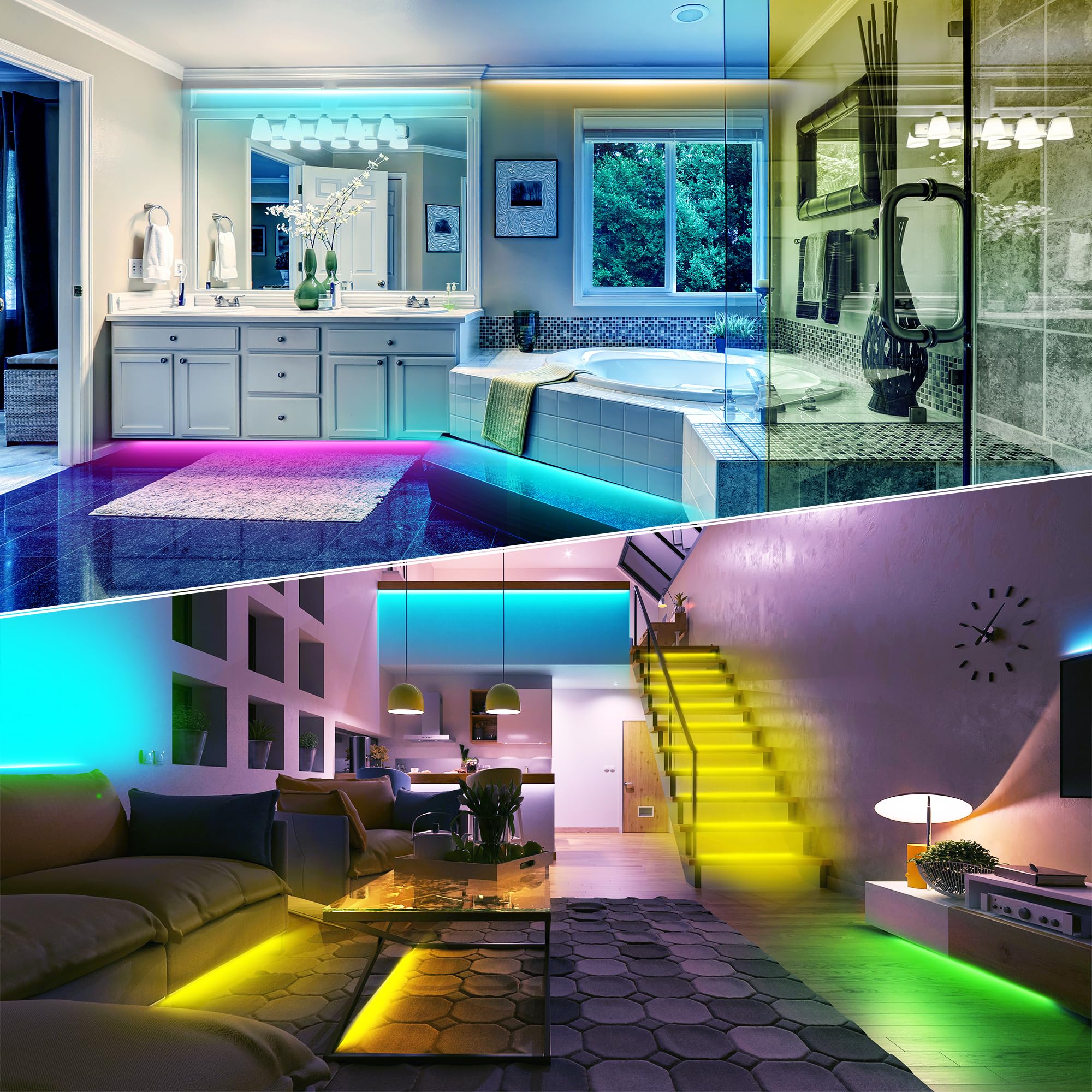Nbbuff Led Lights For Bedroom 200Ft, Rgb Led Strip Lights Music Sync, Diy Color Changing Led Light Strip With Remote & App Contr