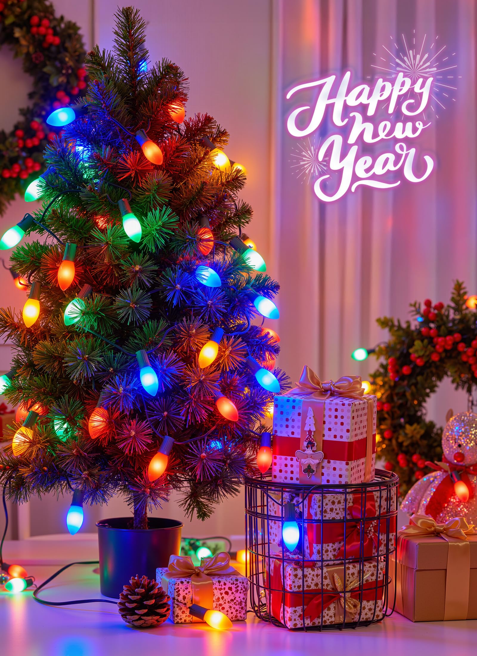 C9 Led Christmas Lights Outdoor  200 Feet C9 String Light With 200 Shatterproof Matte Bulbs  Connectable Waterproof Christmas Tree Lights For Holiday Roofline Backyard Garden Decor  Multicolor