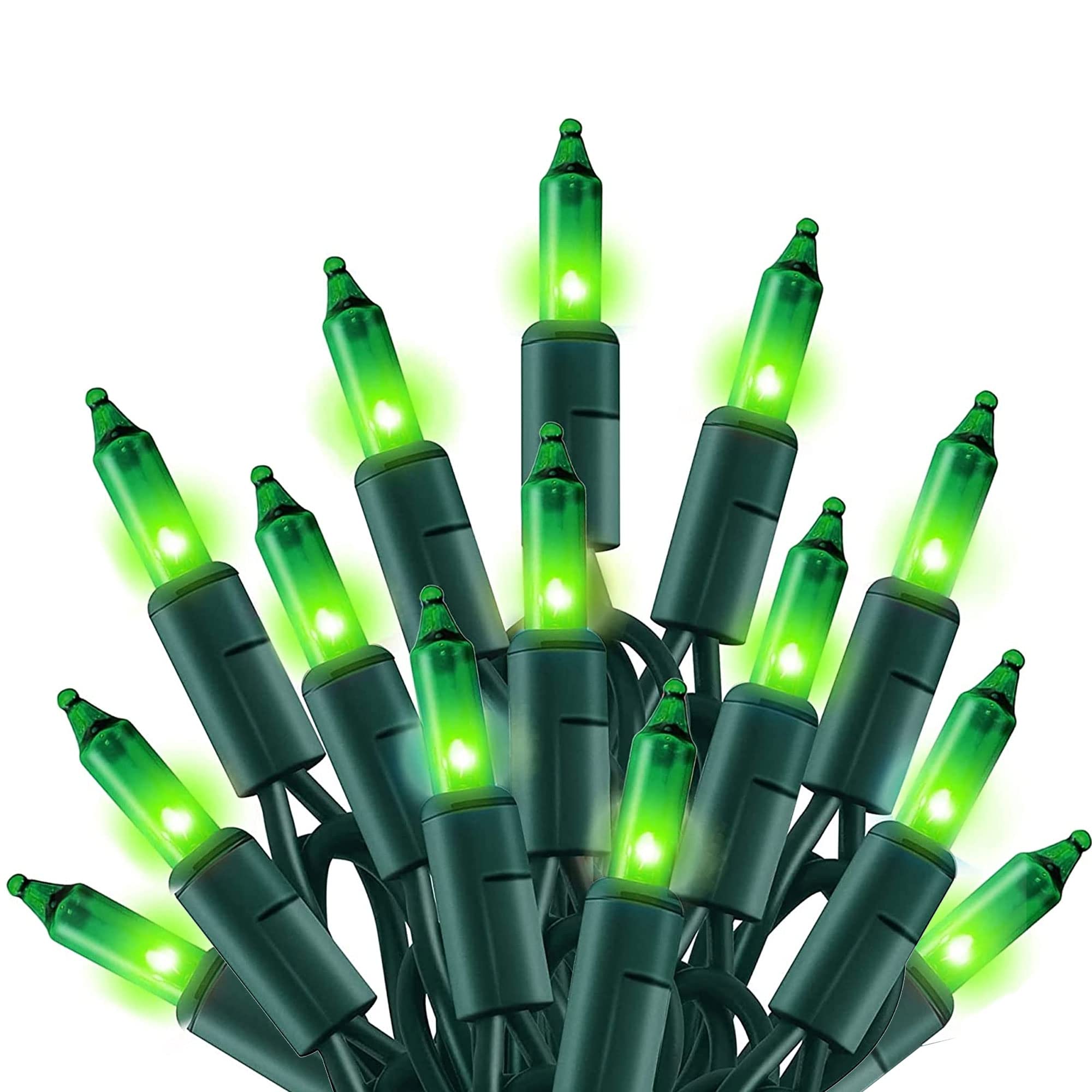 TW SHINE 20FT Green Christmas Mini String Lights, 100 Count Incandescent, Waterproof for Indoor/Outdoor Decor