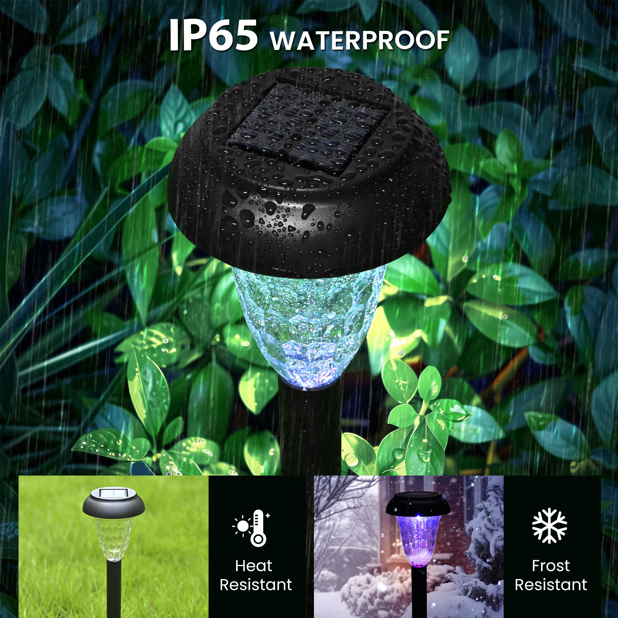 TISEJOY Garden Decor Solar Lights Outdoor Waterproof Outdoor Decor Solar Pathway Lights Color Changing Light for Patio Driveway
