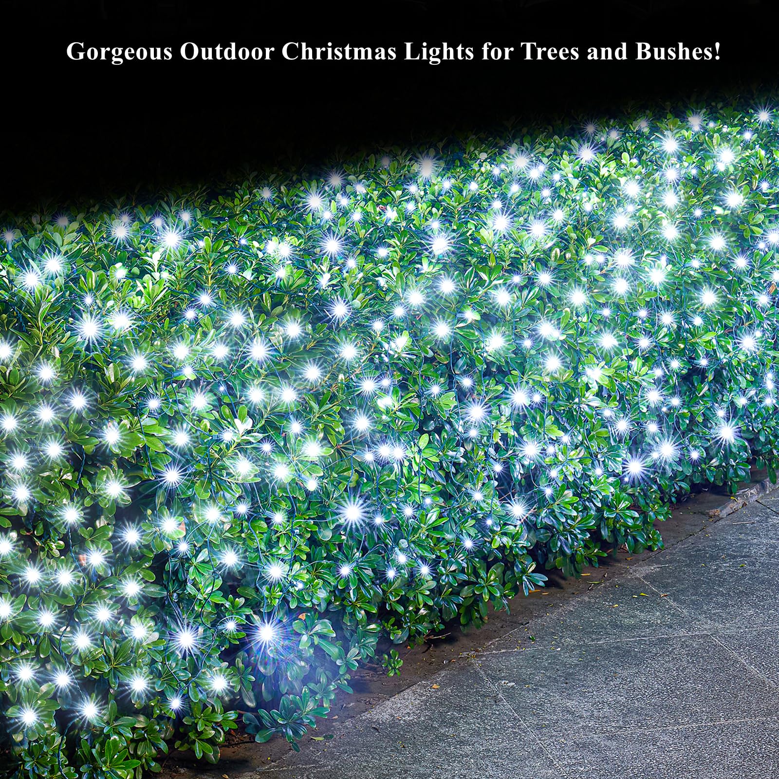 Dirnun Led Christmas Net Lights - White Outdoor/Indoor Fairy Mesh Net Lights, 160Led, 5Ft X 7Ft, Waterproof For Christmas Party,