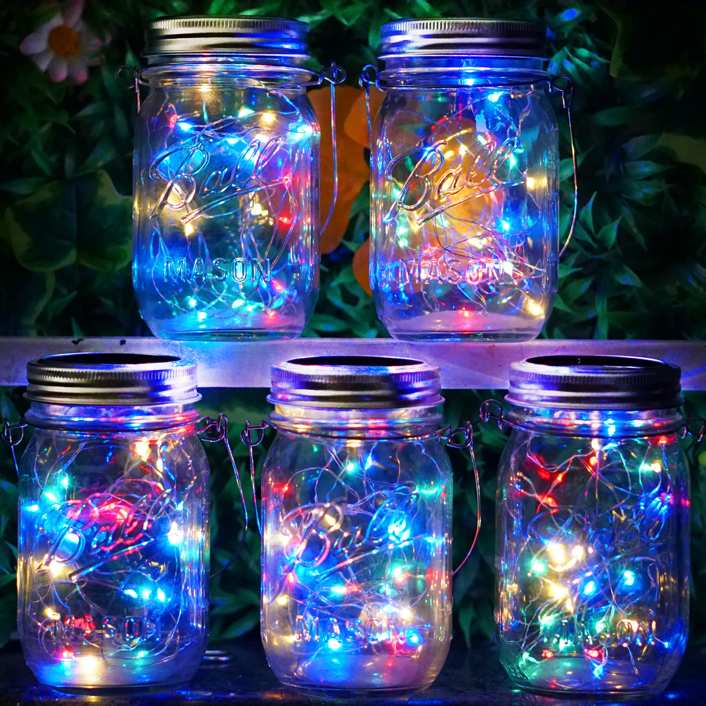 Sunkite Solar Mason Jar Lights, 12 Pack 30 Led Waterproof Fairy Firefly Jar Lids String Lights With Hangers(No Jars), Patio Yard