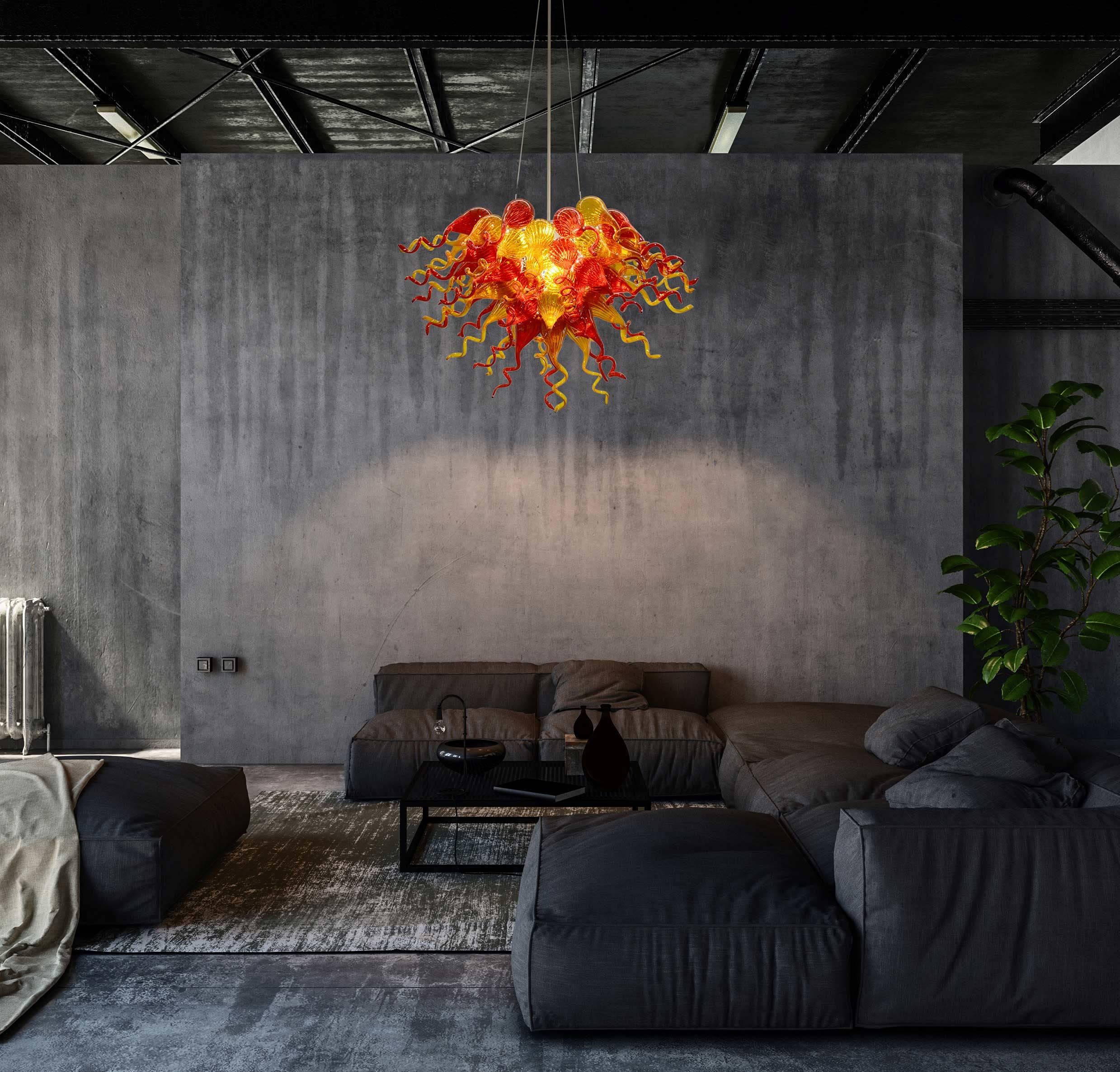 AFD Home Amber Red Burst Chandelier