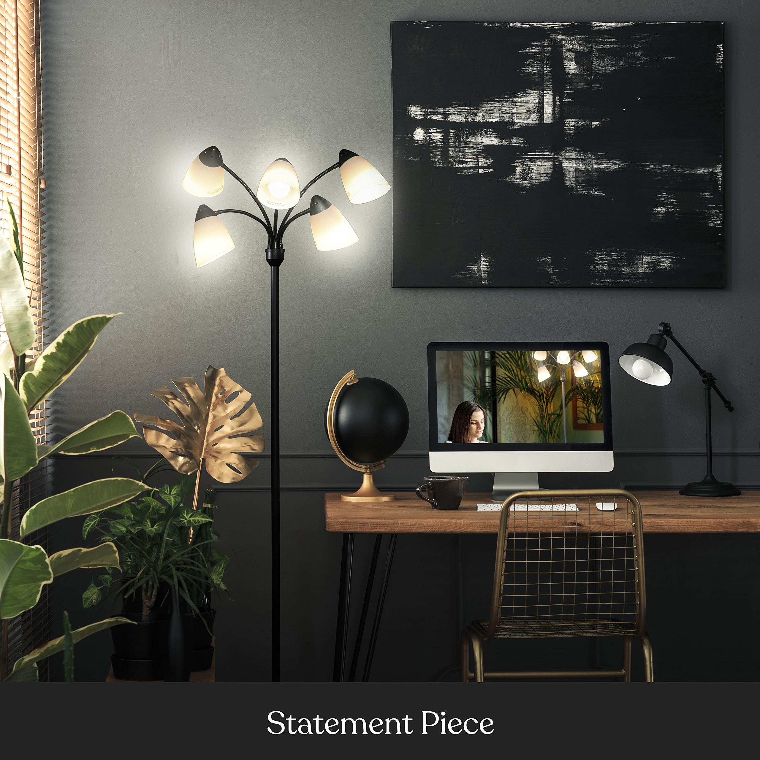 Brightech Medusa LED Floor Lamp - Multi-Head, Dimmable, Adjustable, Black, Model FL-MDSA-BLK