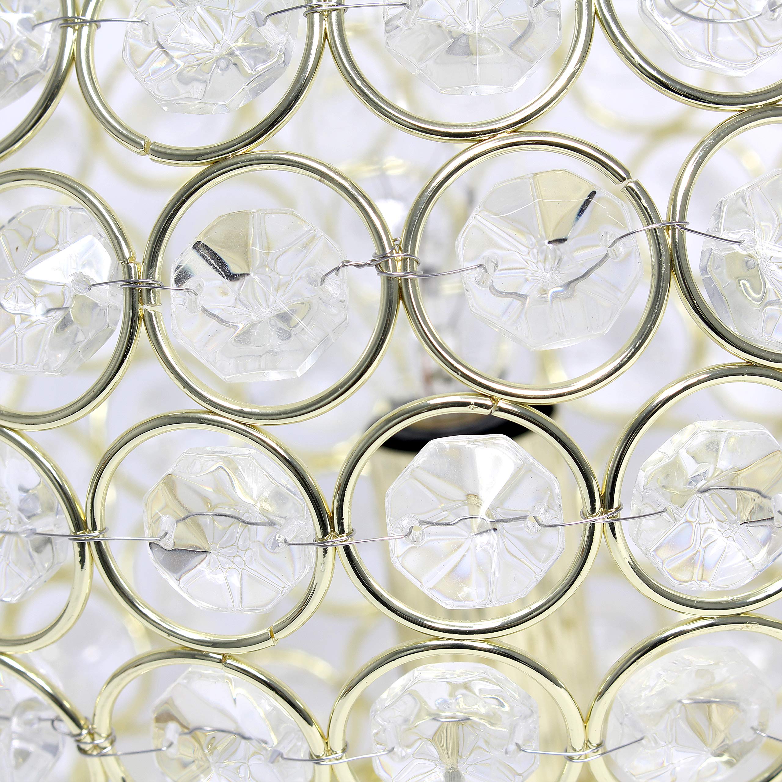 Elegant Designs Lt1026-Gld 8&quot; Elipse Crystal Collection Metal Crystal Ball Sequin Table Desk Lamp For Accent Lighting, Décor, Living Room, Gold