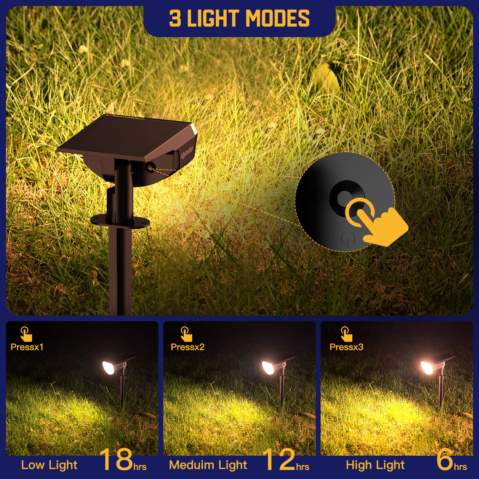 Kyosho Solar Spot Lights, 38 Leds, Ip67 Waterproof, 2 Pack - Warm White Garden Lighting