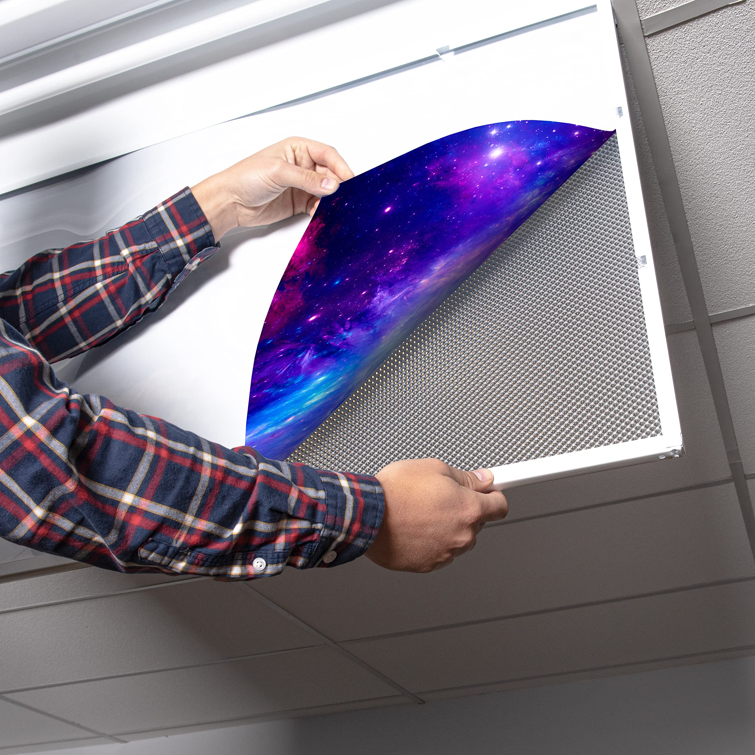OCTO LIGHTS Decorative Fluorescent Light Covers, 2x4, Purple Nebula, Backlit Film, Model AST-024-2x4