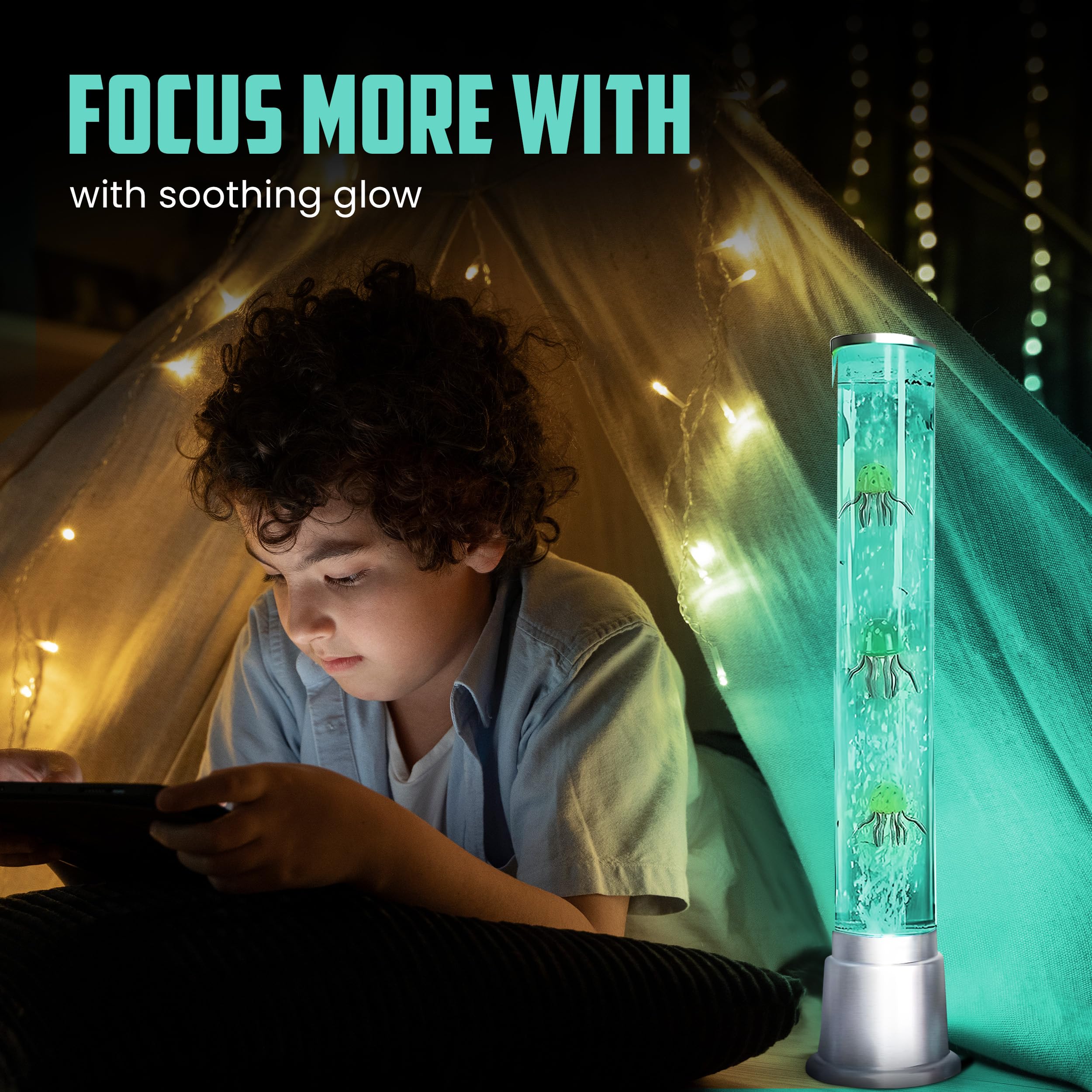 Jellyfish Lamp Bubble Lights With 6 Led Color Automatic Changing Night Light & Moving Discovery Jelly Fish Aquarium - Sensory Tu