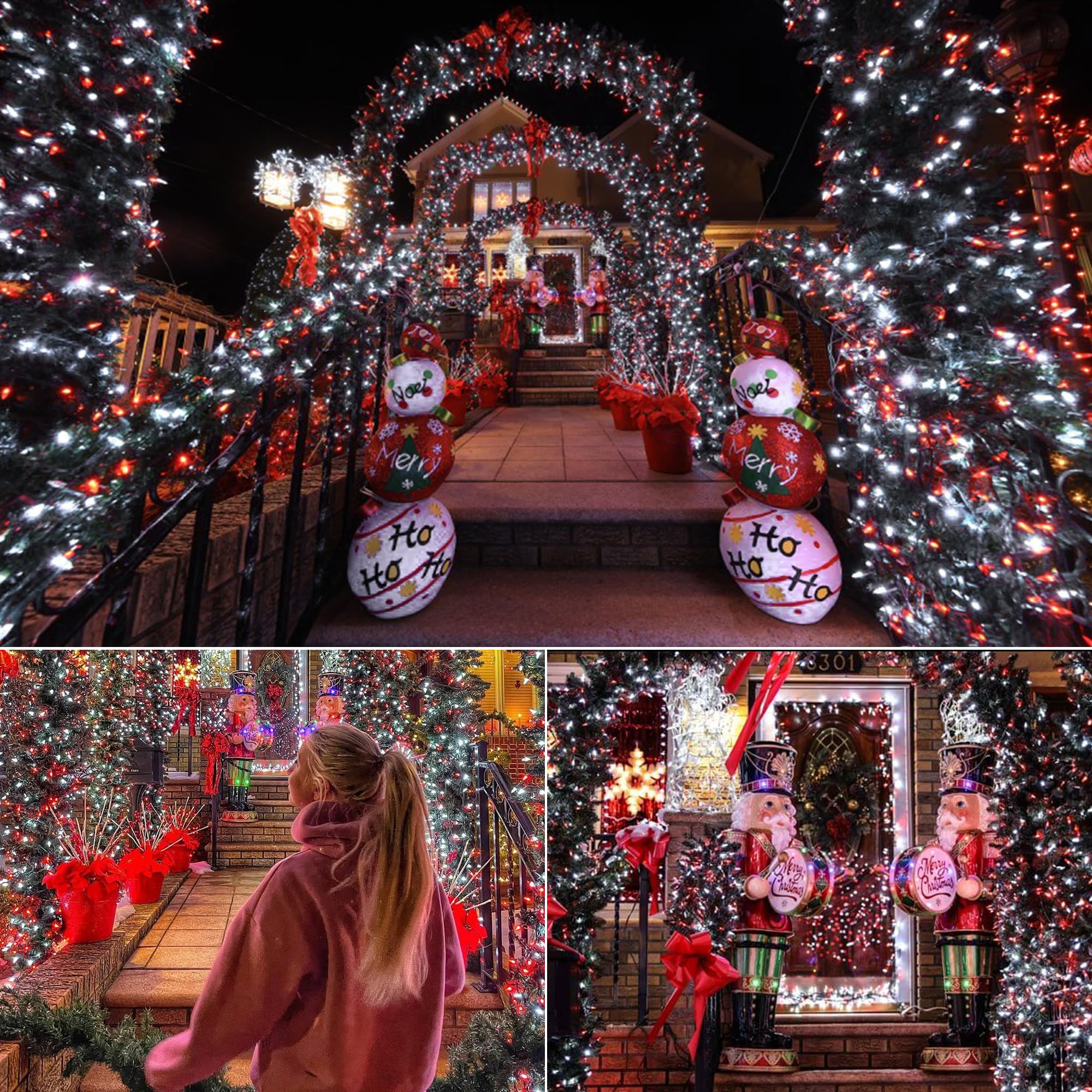 Brizled 33ft Red & White Christmas Lights, 100 LED Connectable Mini Lights, UL Listed for Indoor/Outdoor Use, Green Wire
