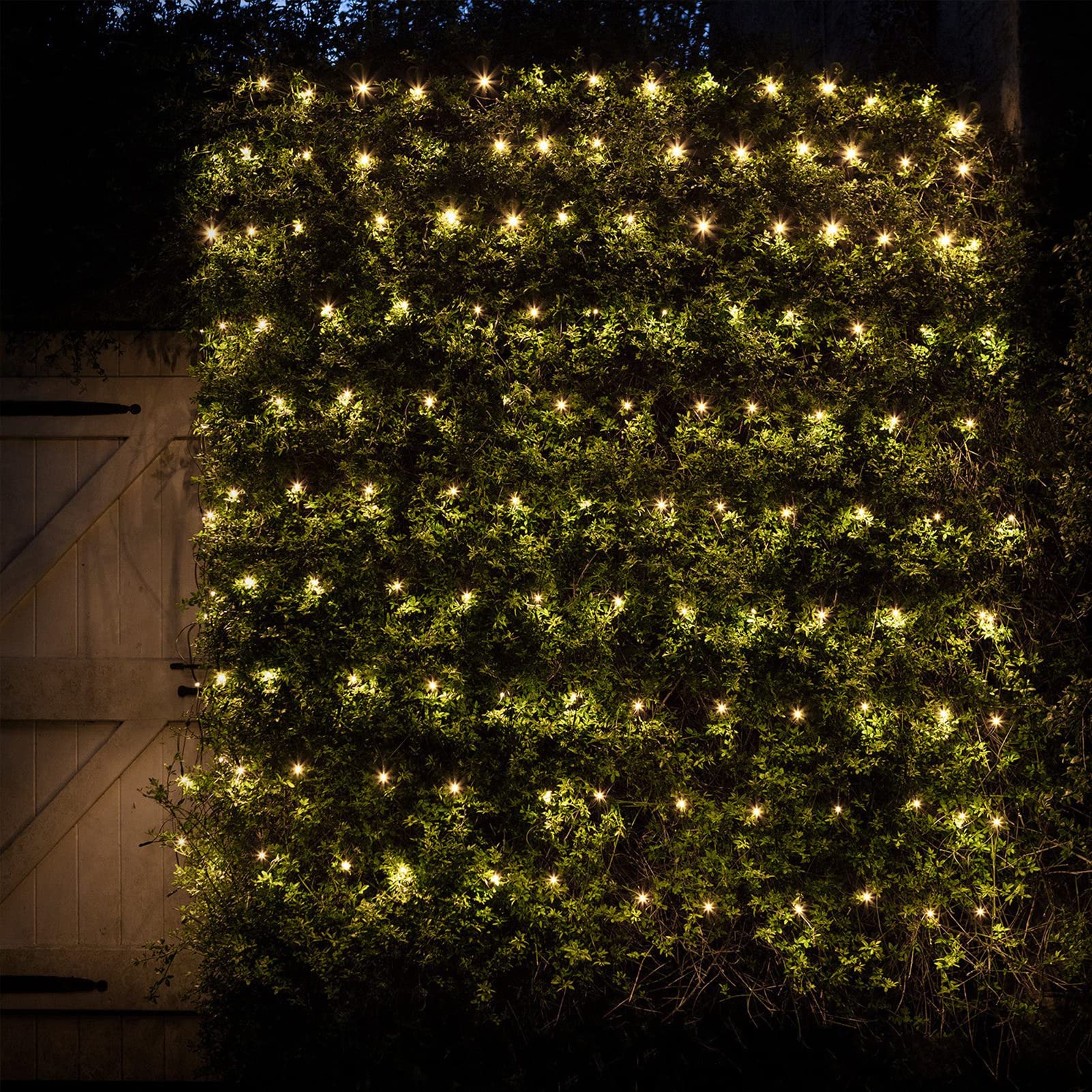 echosari Solar Powered Net Lights, 200 LED, 9.8Ft x 6.6Ft, Dark Green Wire, 8 Modes, Warm White