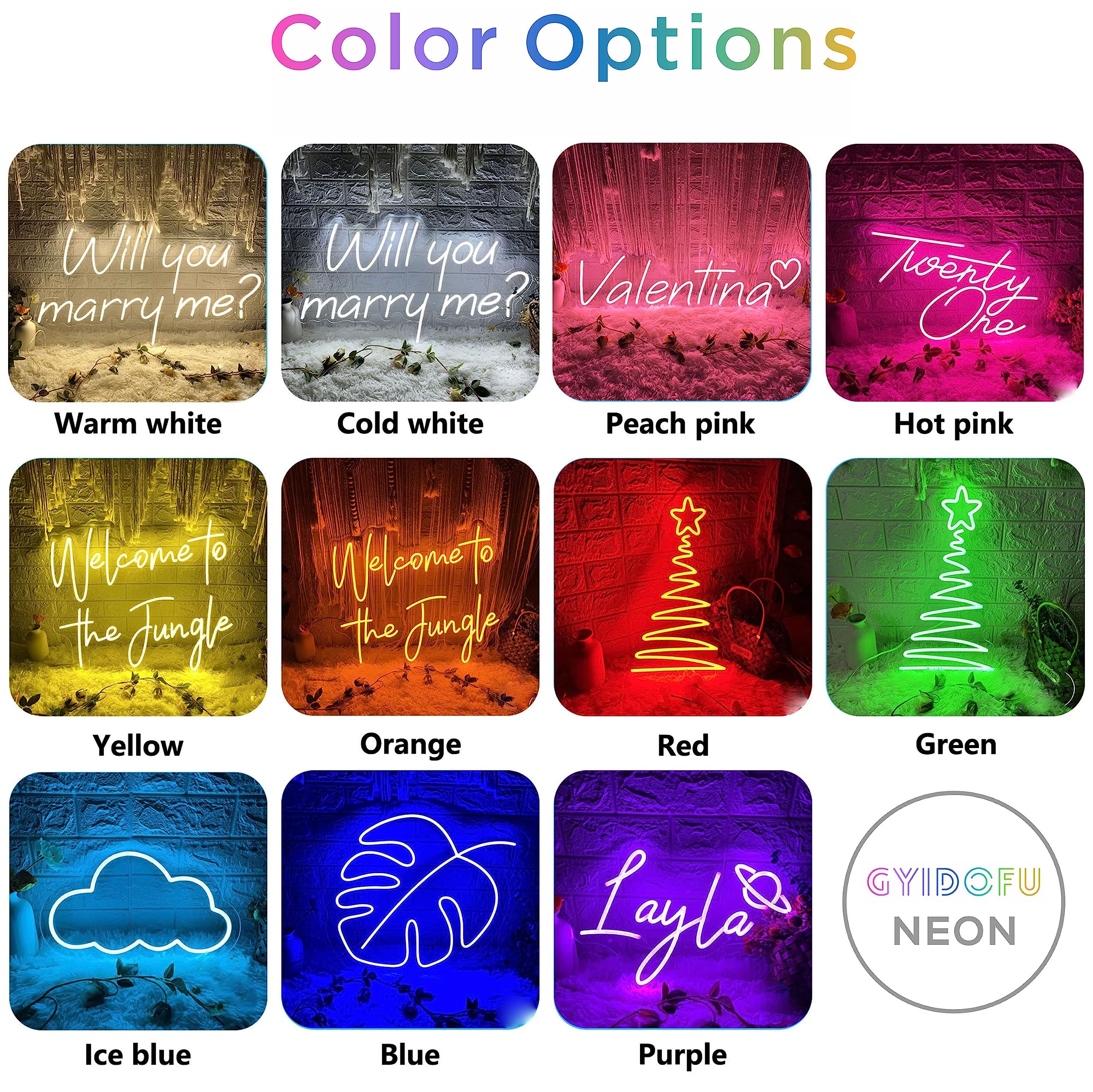 GYIODFU Custom Neon Sign, Dimmable Name Light, 44in PVC, Bedroom Decor, Personalized Gift