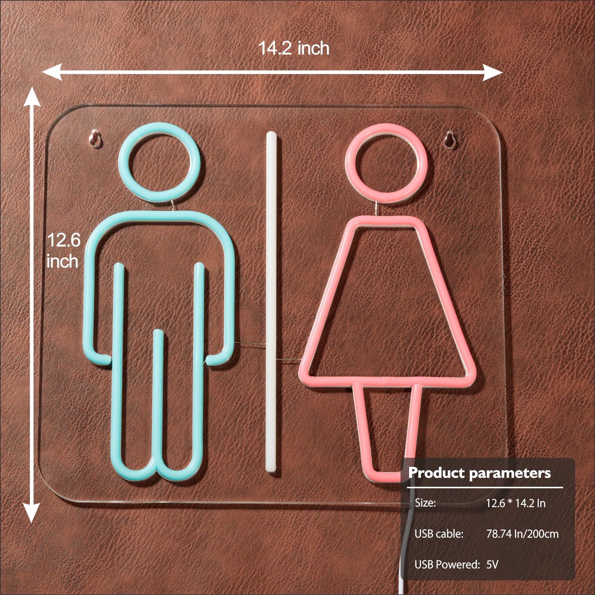 VarLietin Restroom Neon Sign, Pink+Blue LED Wall Decor, USB Powered, Model Var-ns-b1 for Hotels, Bars, Parties, and Shops
