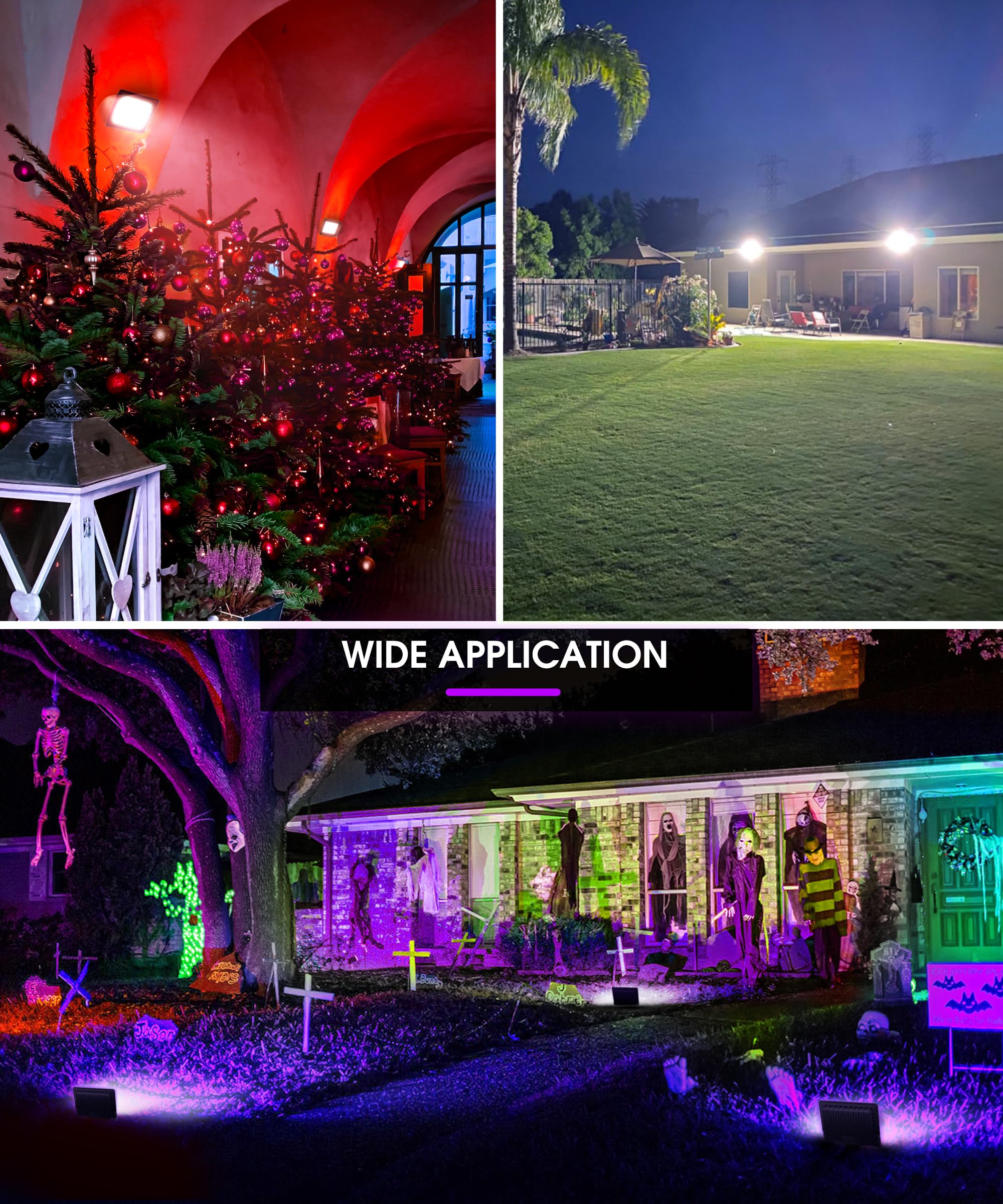 L LOHAS LED 50W RGB Flood Light - Remote Control, Color Changing, IP66, 2 Pack, Graphene Material