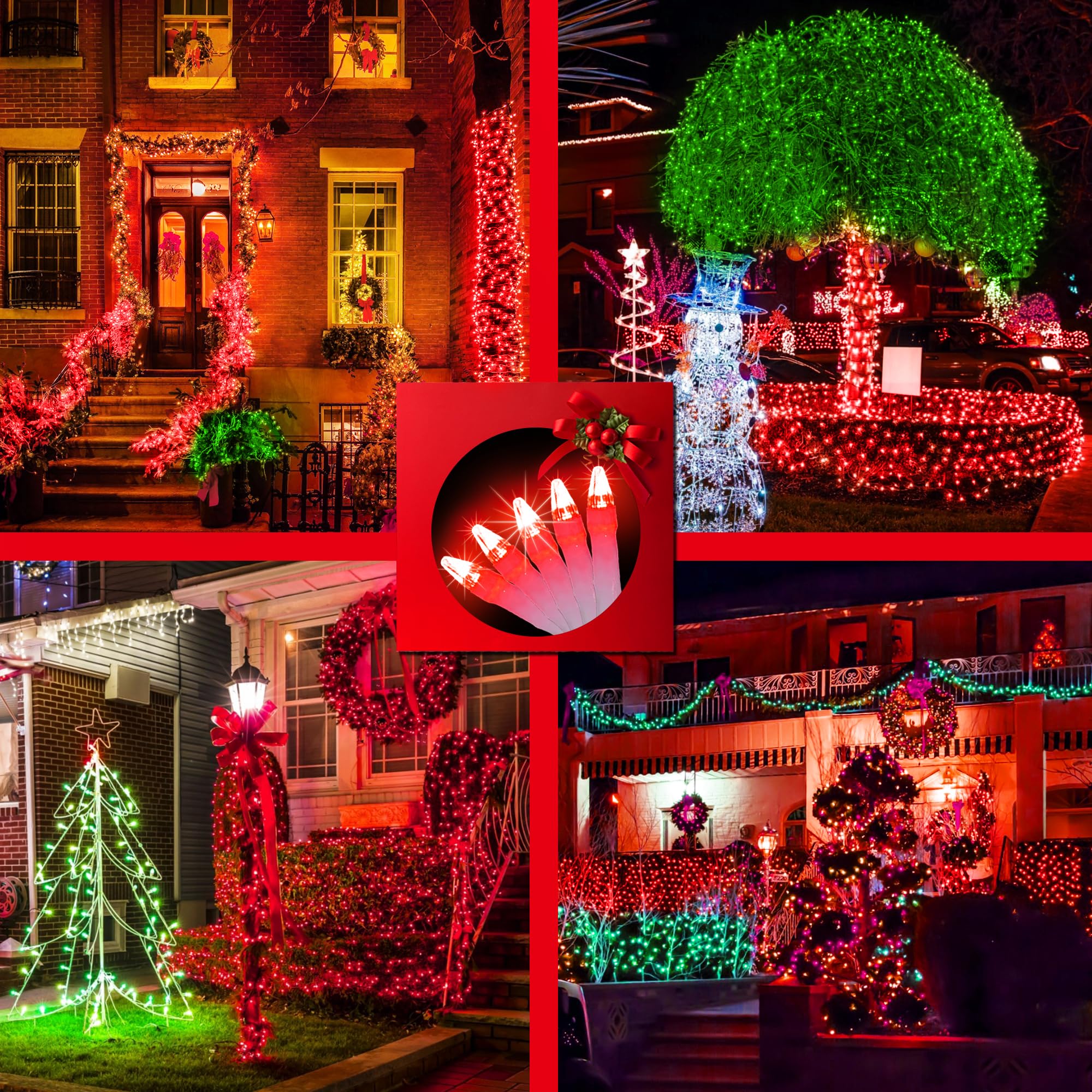 Xikengshq 750 Led Christmas Lights Outdoor Use  246Ft 8 Lighting Modes Fairy Lights For Outside  Christmas Tree Lights Outdoor Ip44 Waterproof For Xmas Patio Yard Fence Deck Balcony Garden Decor Red