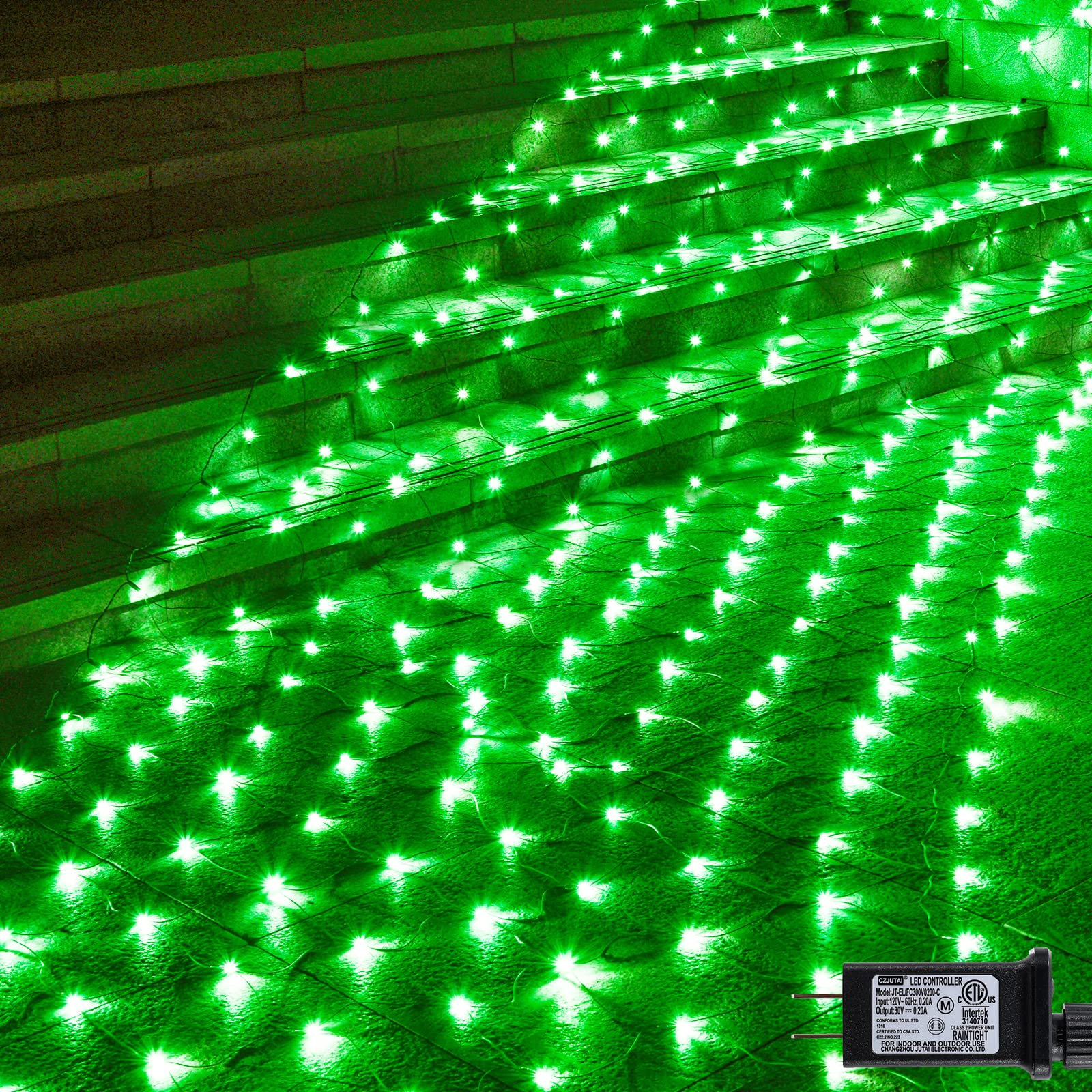 OYCBUZO 360LED Green Net Lights Outdoor, 21ft x 5ft 8 Modes Connectable Mesh for St Patrick's Day, Waterproof Bush Christmas Dec