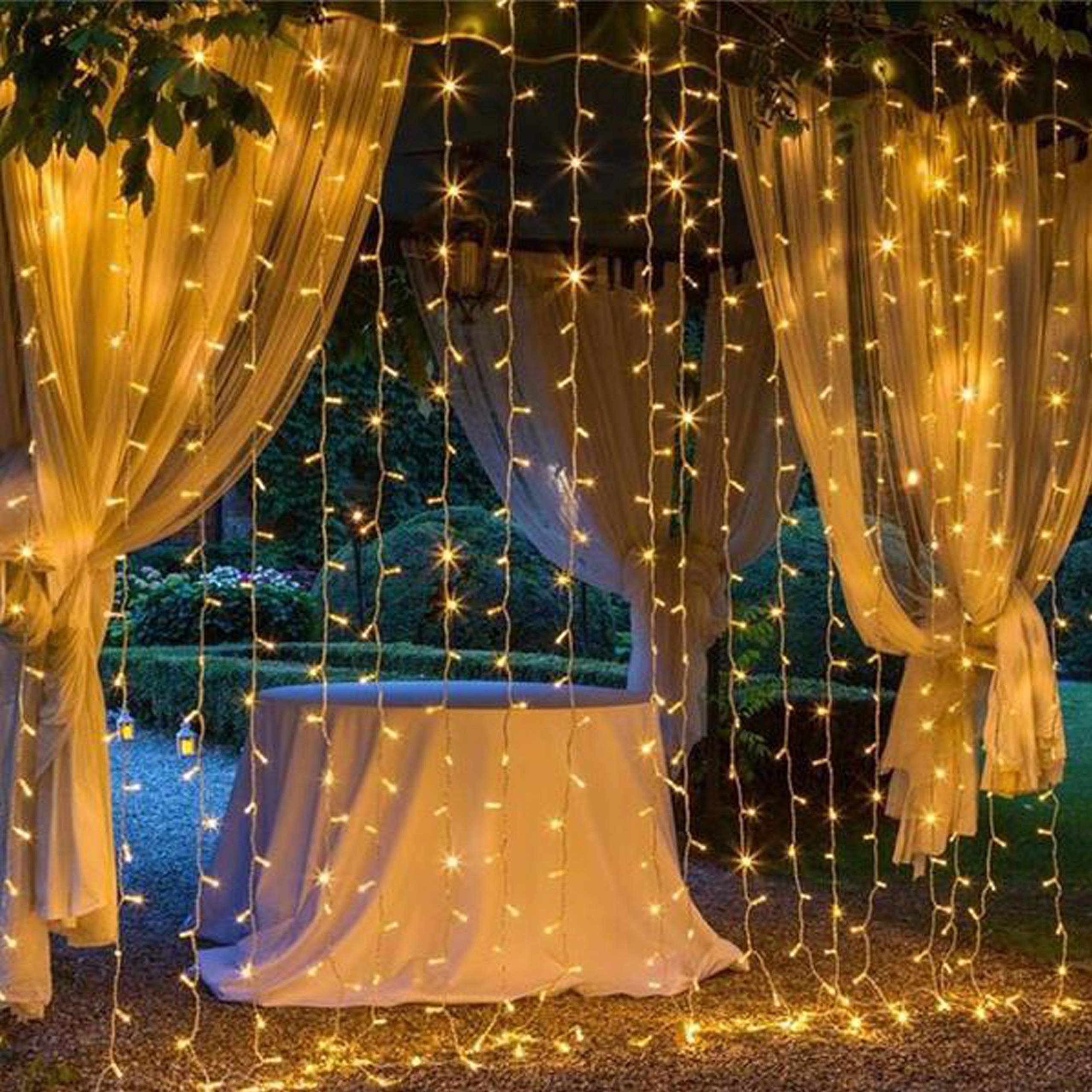 Magictec 300 LED Curtain String Light, Warm White, 8 Modes, Plastic, Model FD-2, Indoor/Outdoor Fairy Twinkle Lights for Parties & Decor