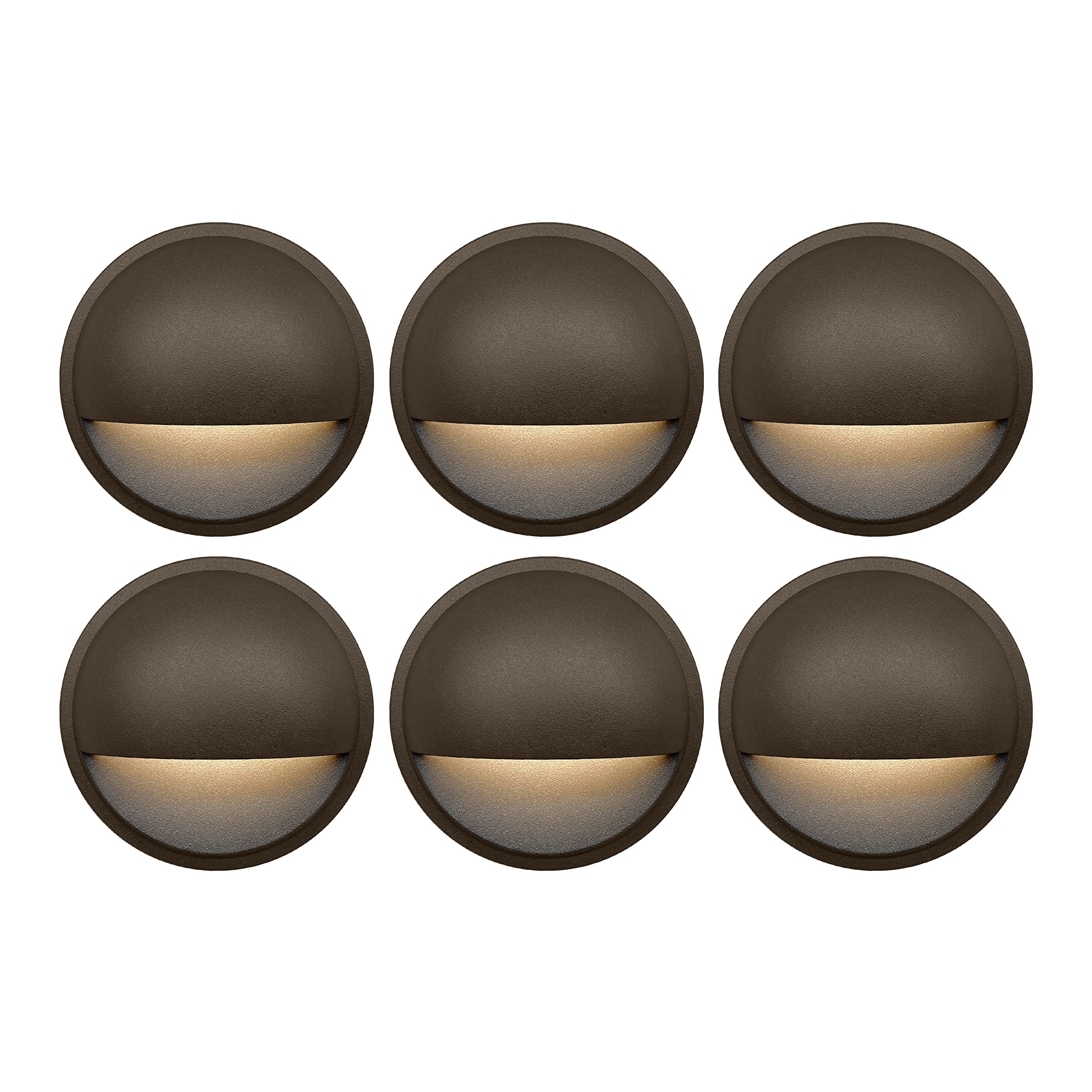 Gkoled 12V Low Voltage Led Deck Lights, 2W 2700K, Dark Brown Aluminum, 6-Pack