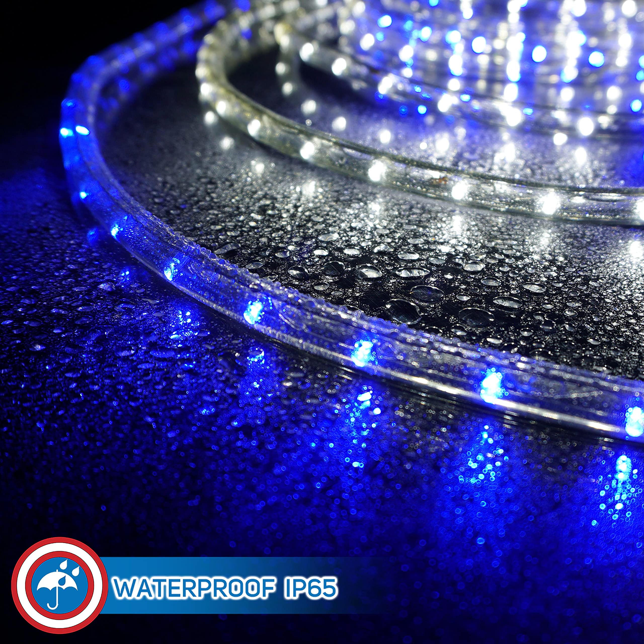 Russell Decor 30Ft 324 Led Rope Lights Indoor Outdoor Lighting For Christmas Snow Theme Decoration For Party Trees Patio Deck Flexible String Lights (White Blue)