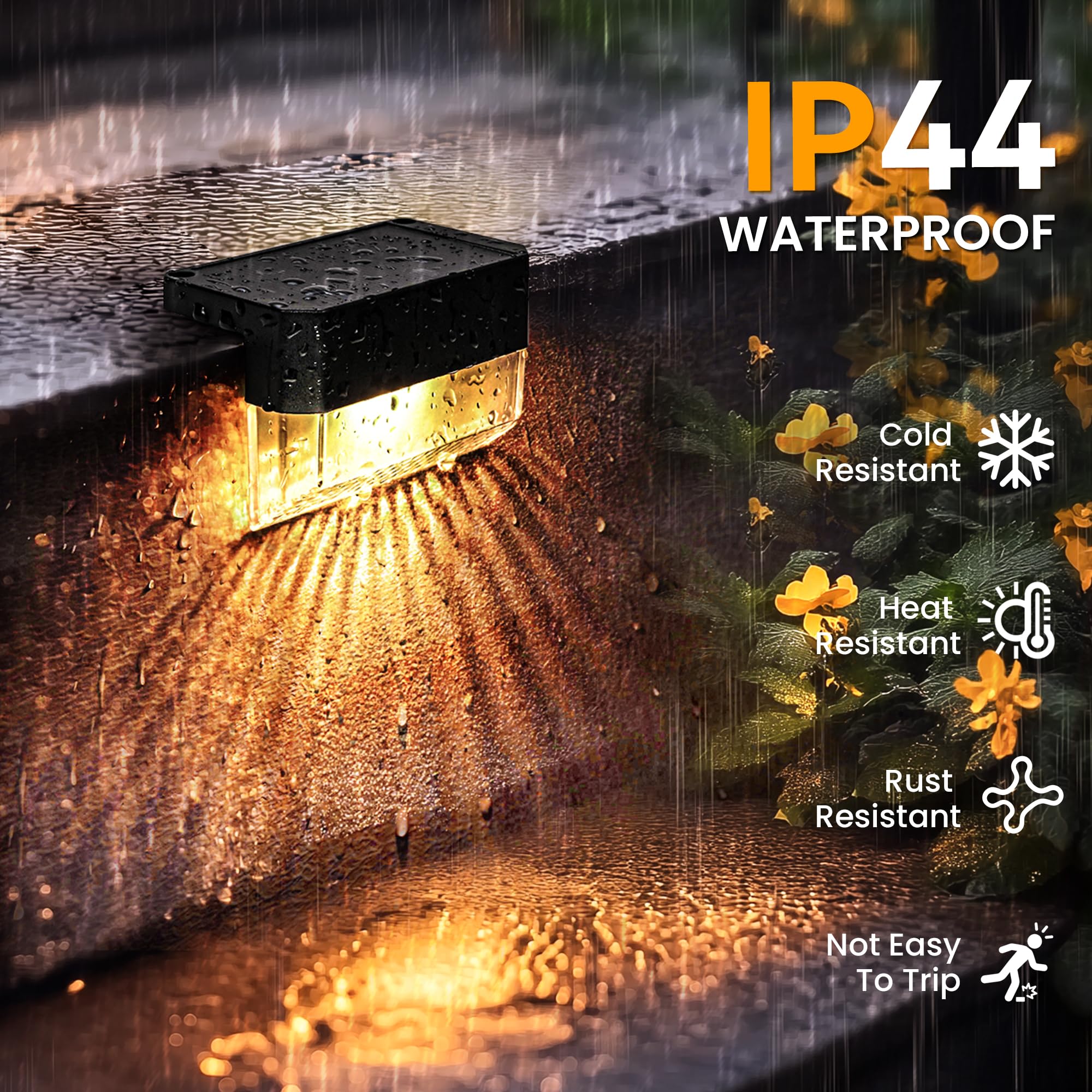 Solpex Solar Fence Lights Outdoor,Solar Deck Lights Waterproof Led Solar Lights For Outdoor Stairs,Step,Patio,Yard,Garden,Balcon