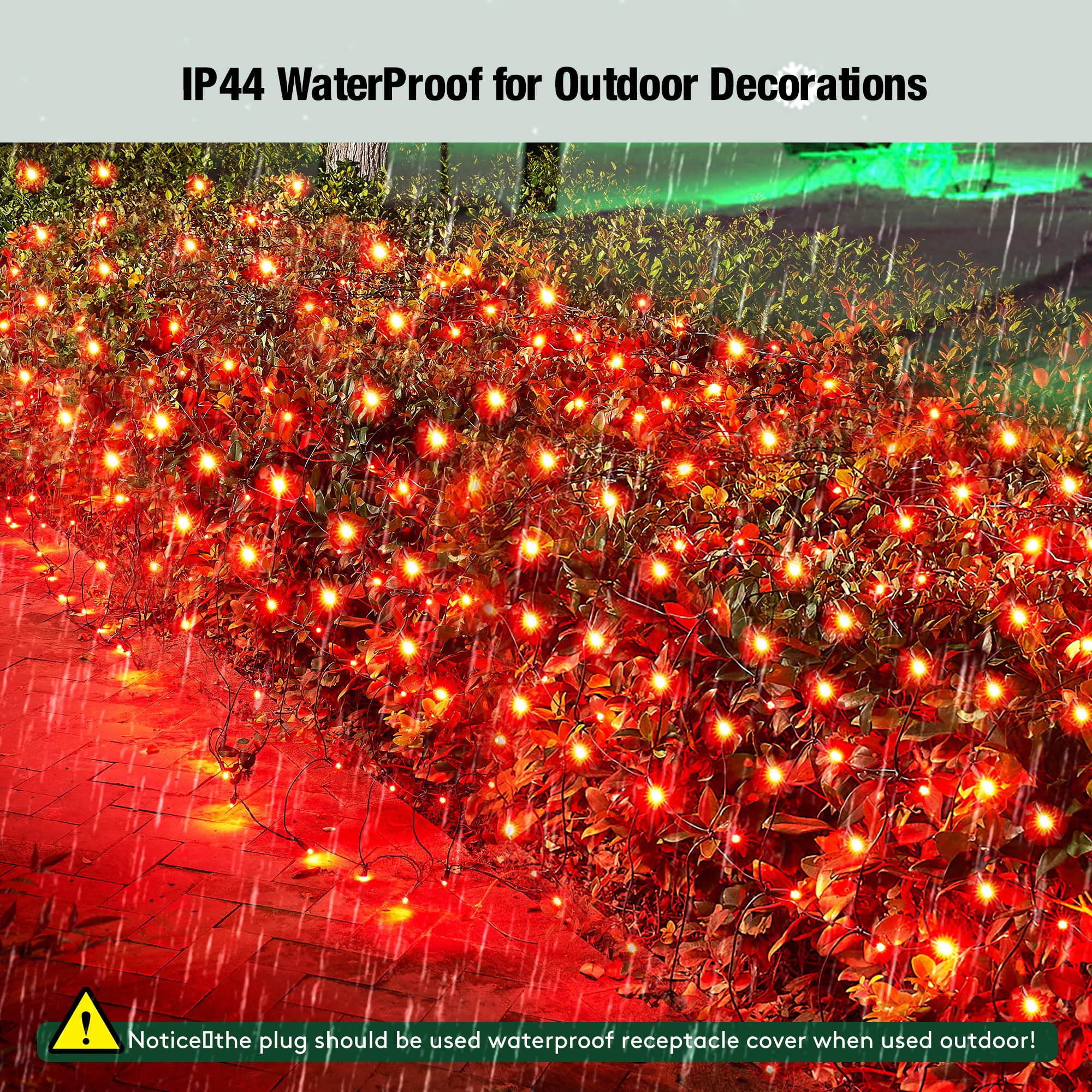 Sylampow LED Christmas Net Lights, 120 LED, 6ft x 5ft, Red, Connectable for Outdoor/Indoor Holiday Decorations