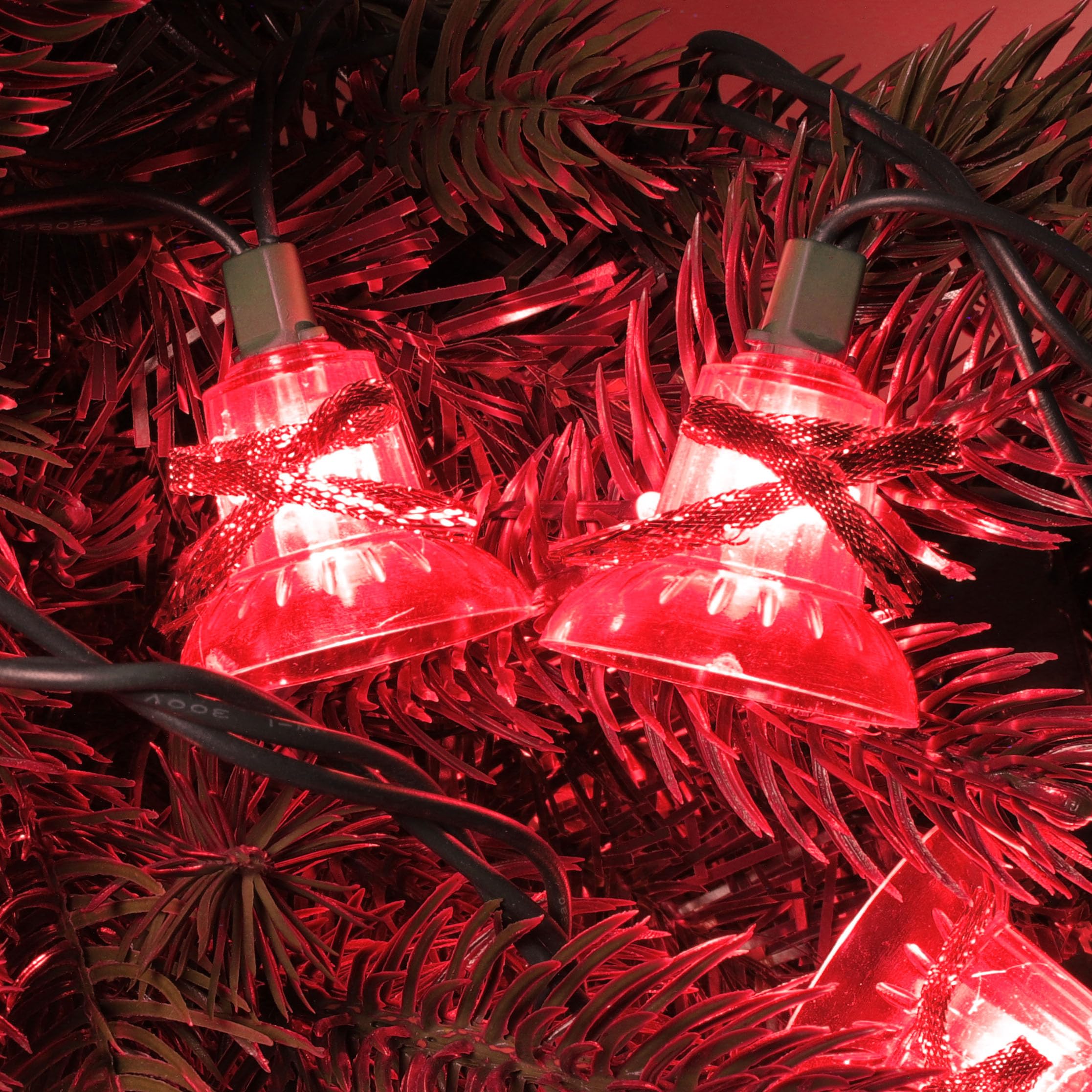 LAMPHOME Christmas Musical Bell String Lights, 30 Lights, Red Incandescent Bulbs, 200LED, 25 Songs, Green Wire, Model L8770