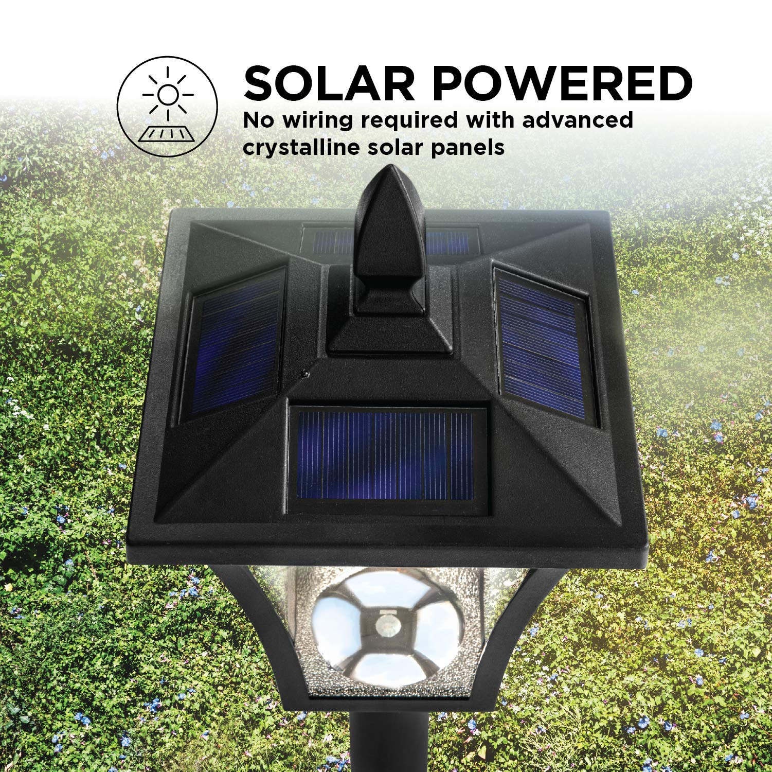 Home Zone Solar Lamp Post Light - 65'' Tall Decorative Outdoor Solar Garden Lamp Post Lights (1 Set)