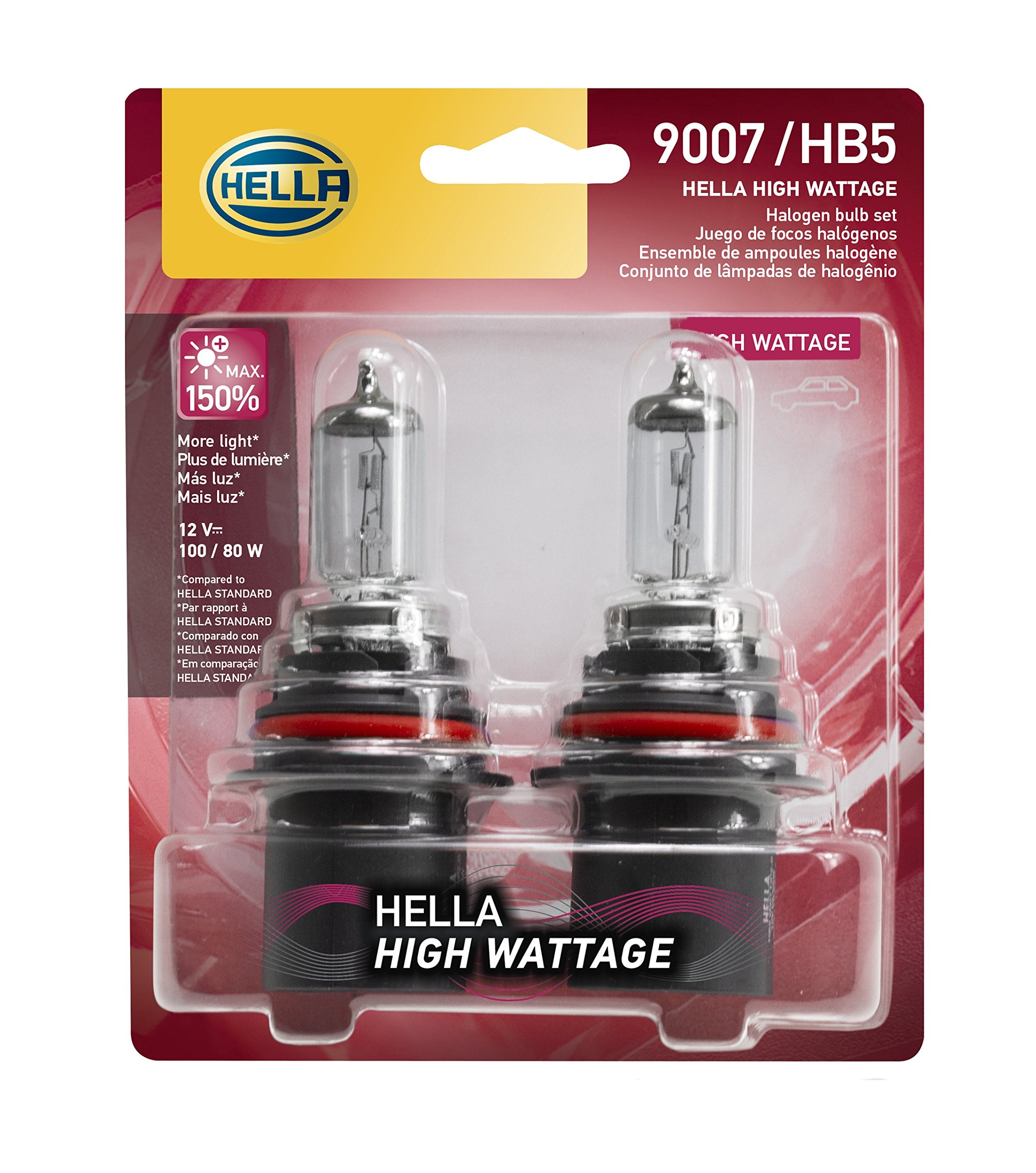 HELLA 9007 High Wattage Bulbs 100/80W, 12V, Twin Blister Pack