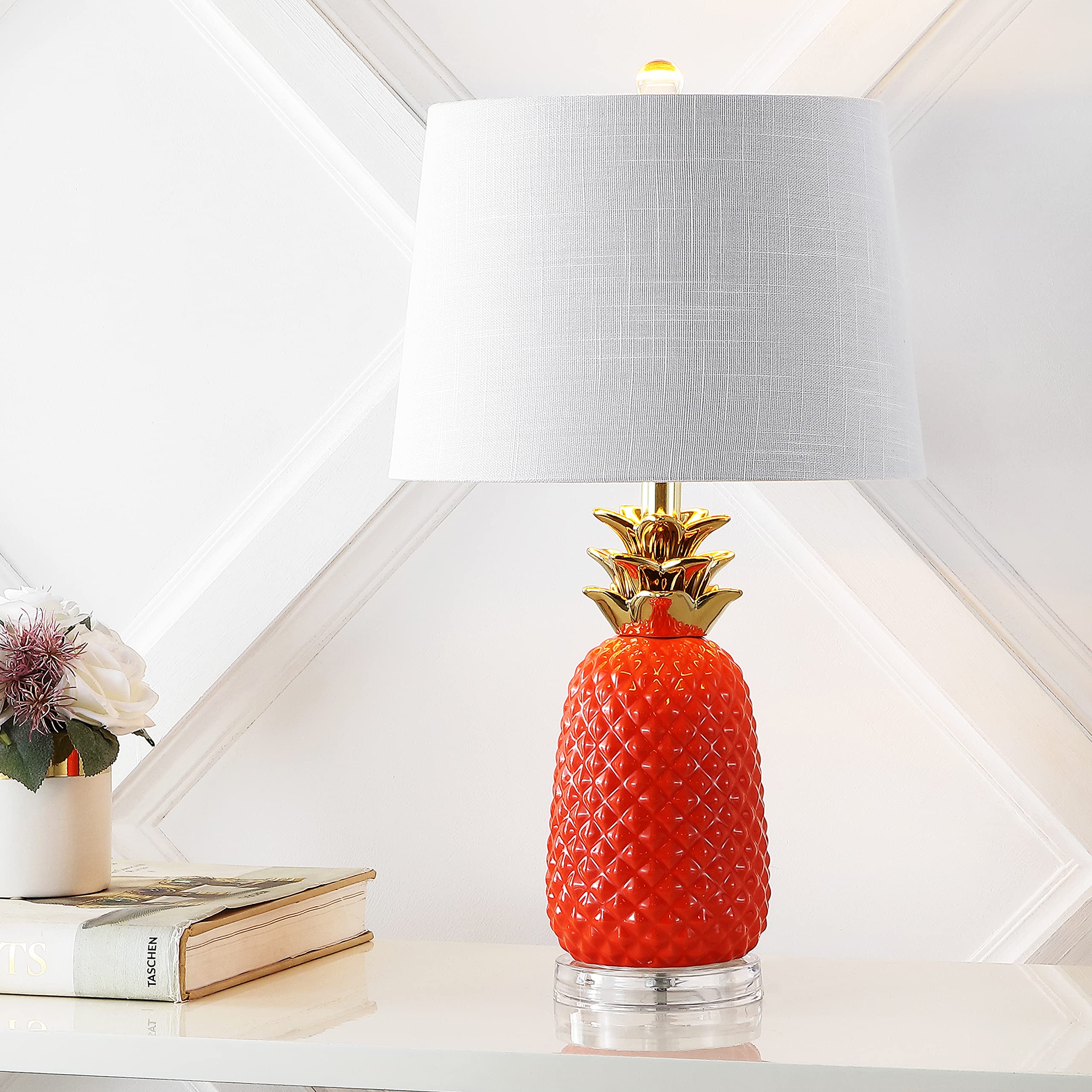 JONATHAN Y Pineapple Table Lamp Ceramic 23in Orange/Gold Model JYL4019E LED Bulb Included for Bedroom Living Room Office