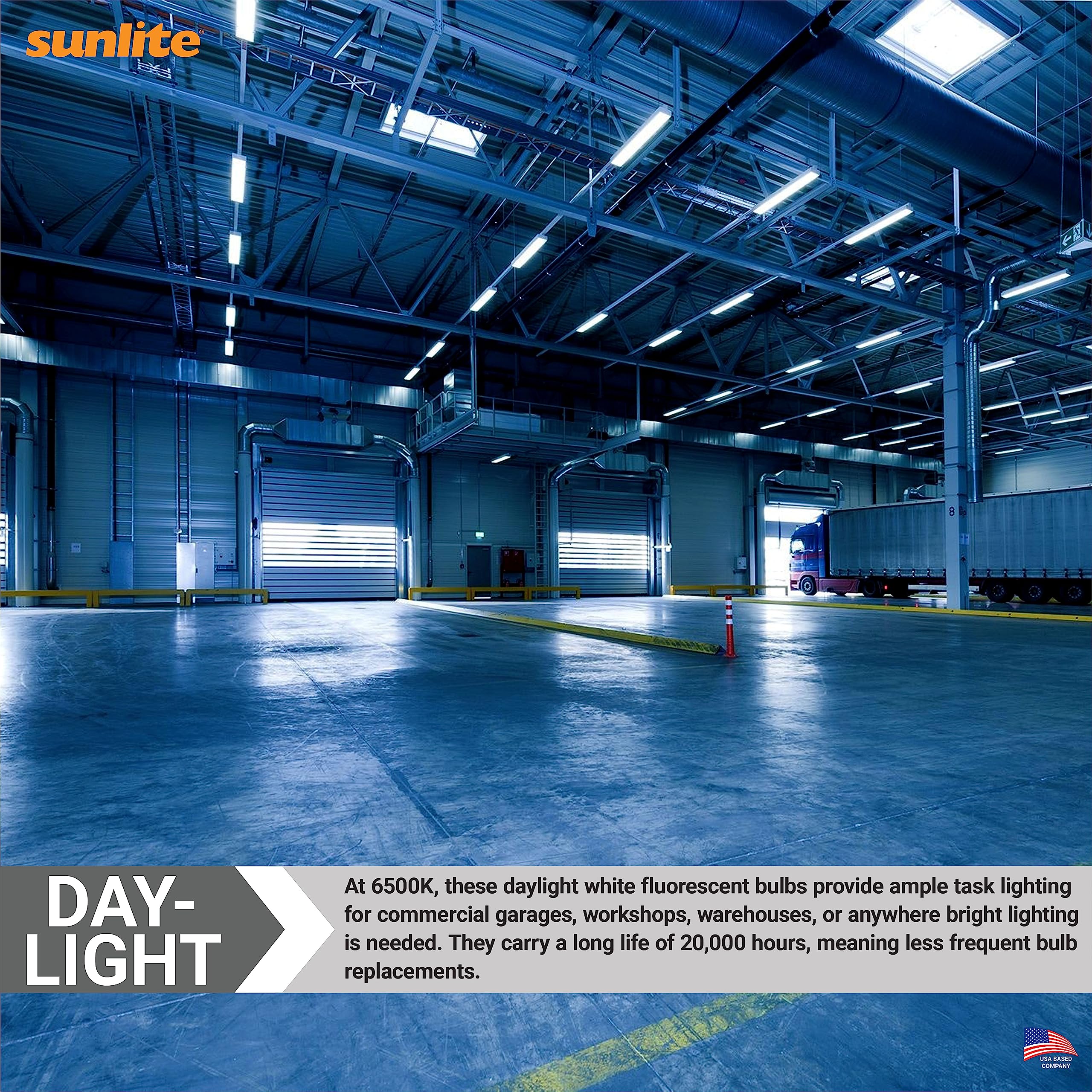 Sunlite T5 Linear Fluorescent Lamp, 14W, 1200 Lumens, 6500K Daylight, Mini G5 Bi-Pin Base, 40 Pack