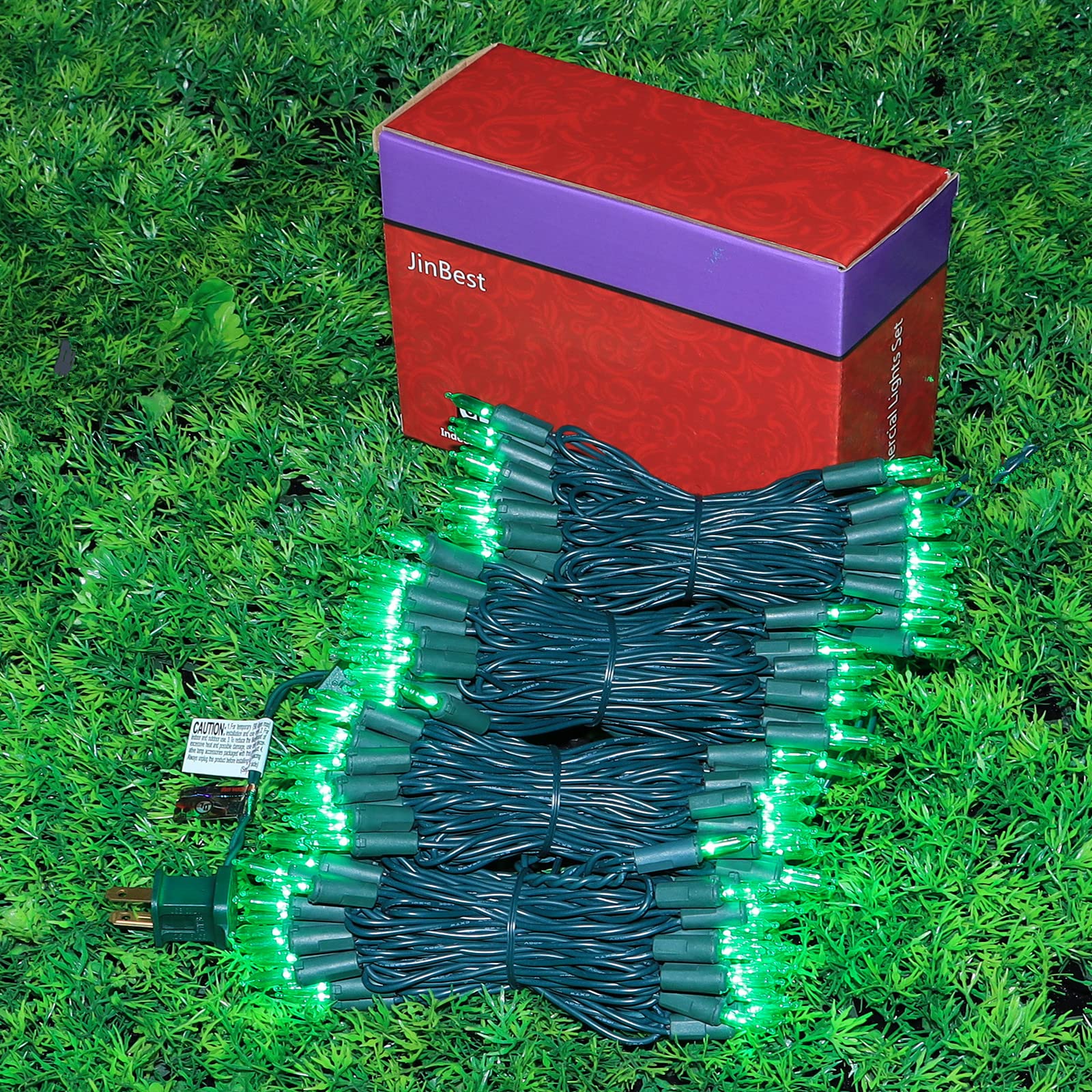 Jinbest 200 Led Green Christmas Lights, Ul Certified 66 Ft Green Wire Decorative Lighting String, For Indoor And Outdoor Trees,