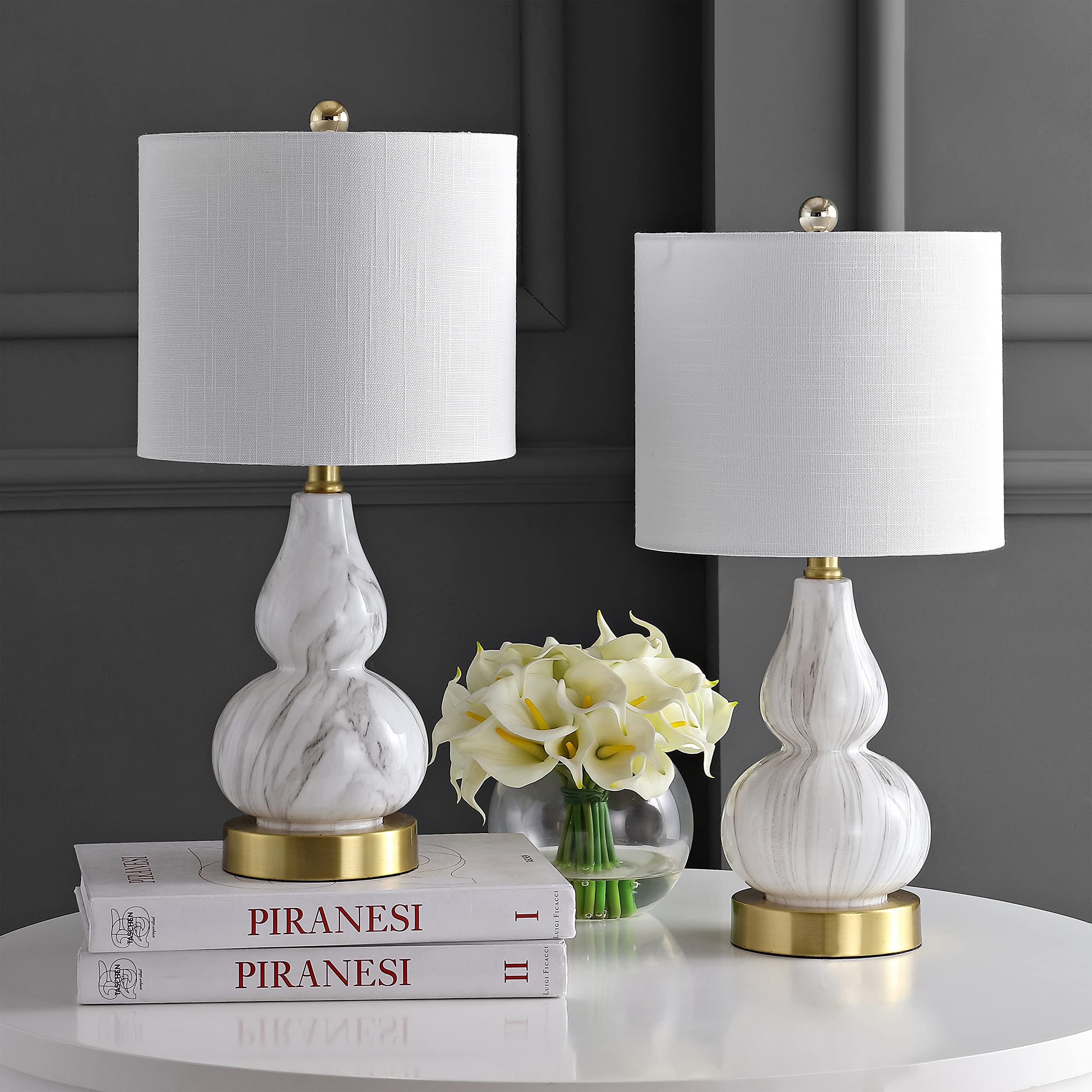 Jonathan Y Jyl1028D-Set2 Anya 20.5'' Mini Glass Lamp(Set Of 2) Transitional,Glam,Midcentury For Bedroom, Living Room, Office, Co