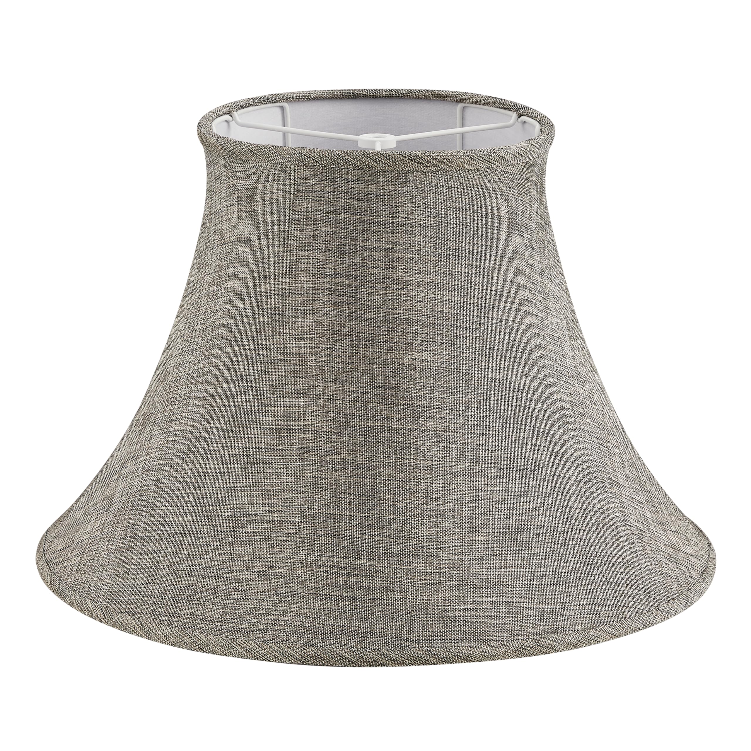 Aspen Creative 38013 Handsewn Bell Traditional Collapsible Spider Shade in Stone Grey & Gold Linen Fabric, 9 Top x 18 Bottom x 1