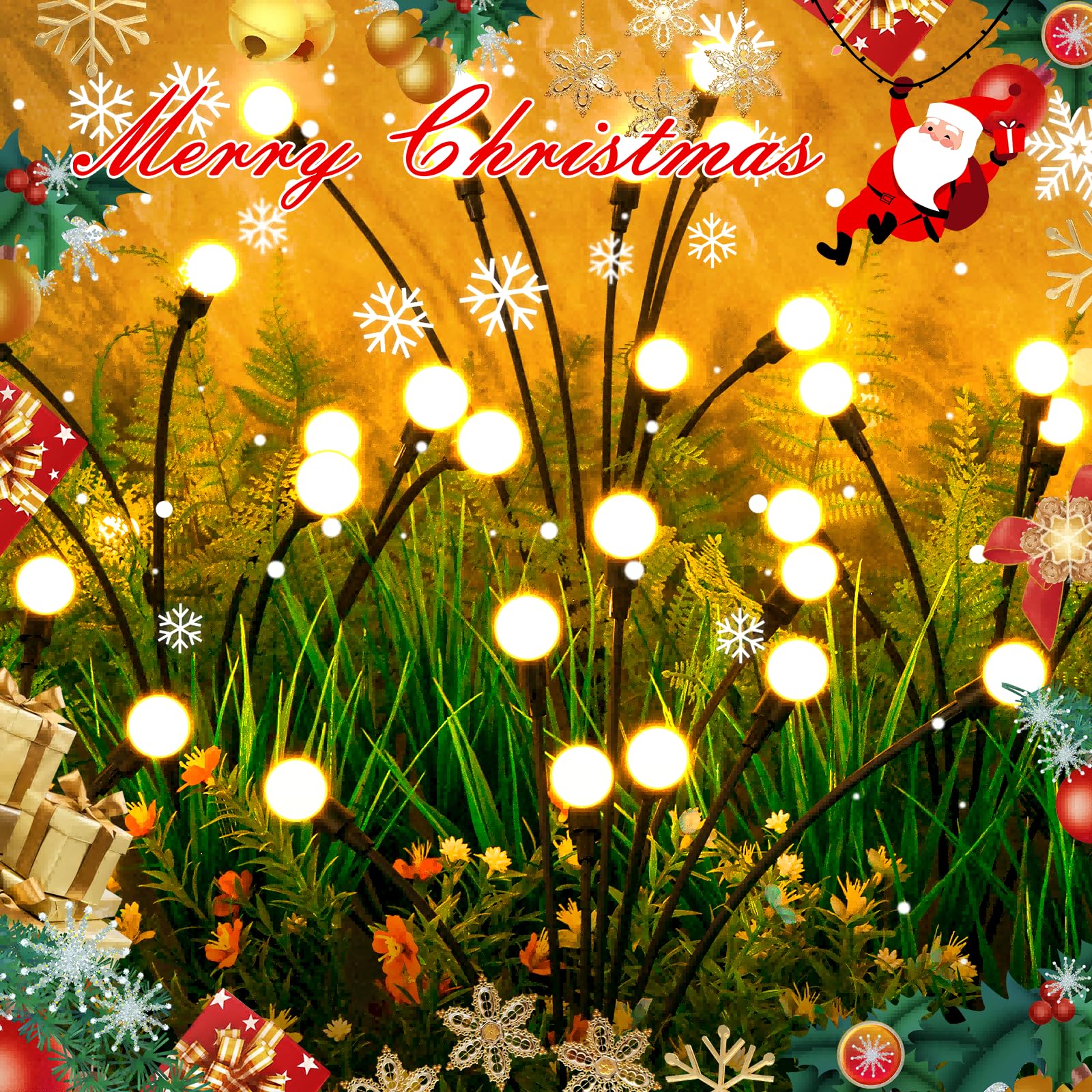 Asmad Solar Garden Lights, 8 Pack 64 Led Solar Outdoor Lights, Outdoor Decorations Lights, Solar Swaying Lights, Firefly Lights For Patio Pathway Outdoor Decor, Big Bulb Solar Swaying Light