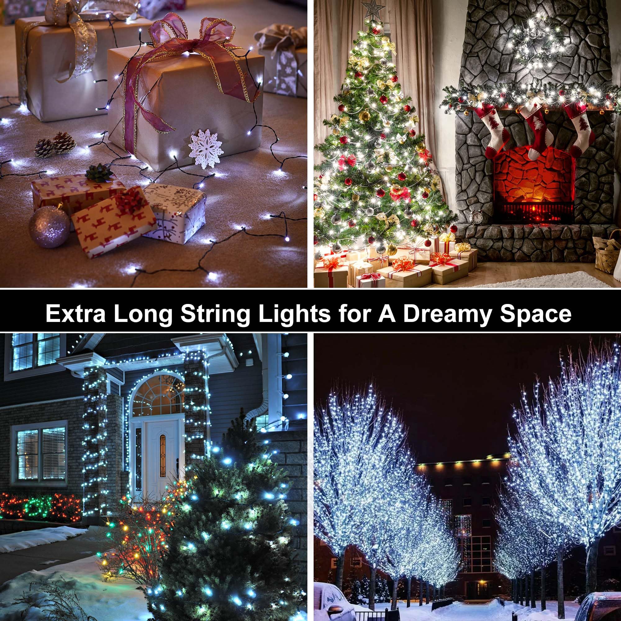 weillsnow 500 LED Christmas Lights, Waterproof, 164FT, White, Model HB-500COI, Indoor Outdoor Decoration