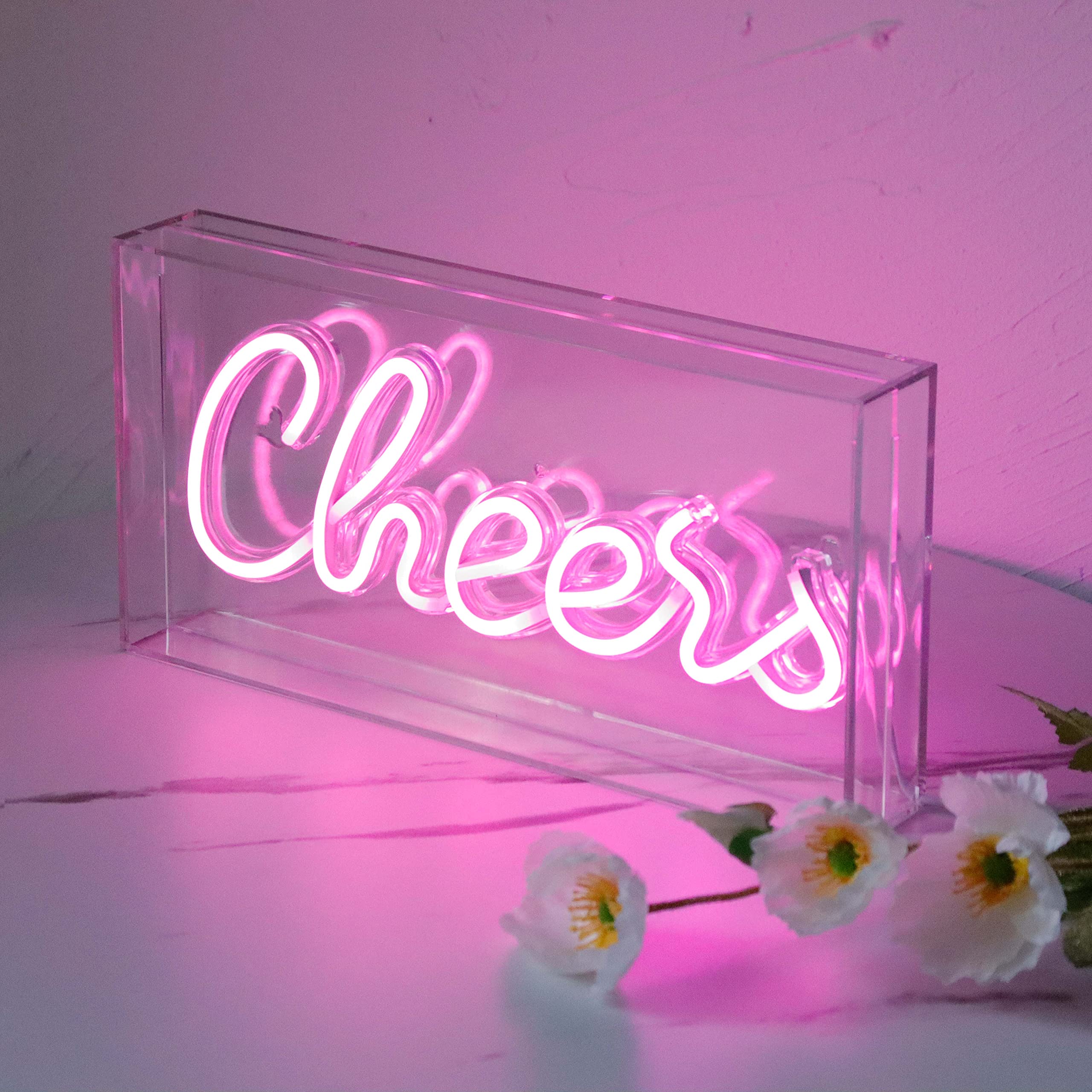 Heliwey Pink Cheers Neon Sign Light - Usb Led Wall Décor For Parties & Events