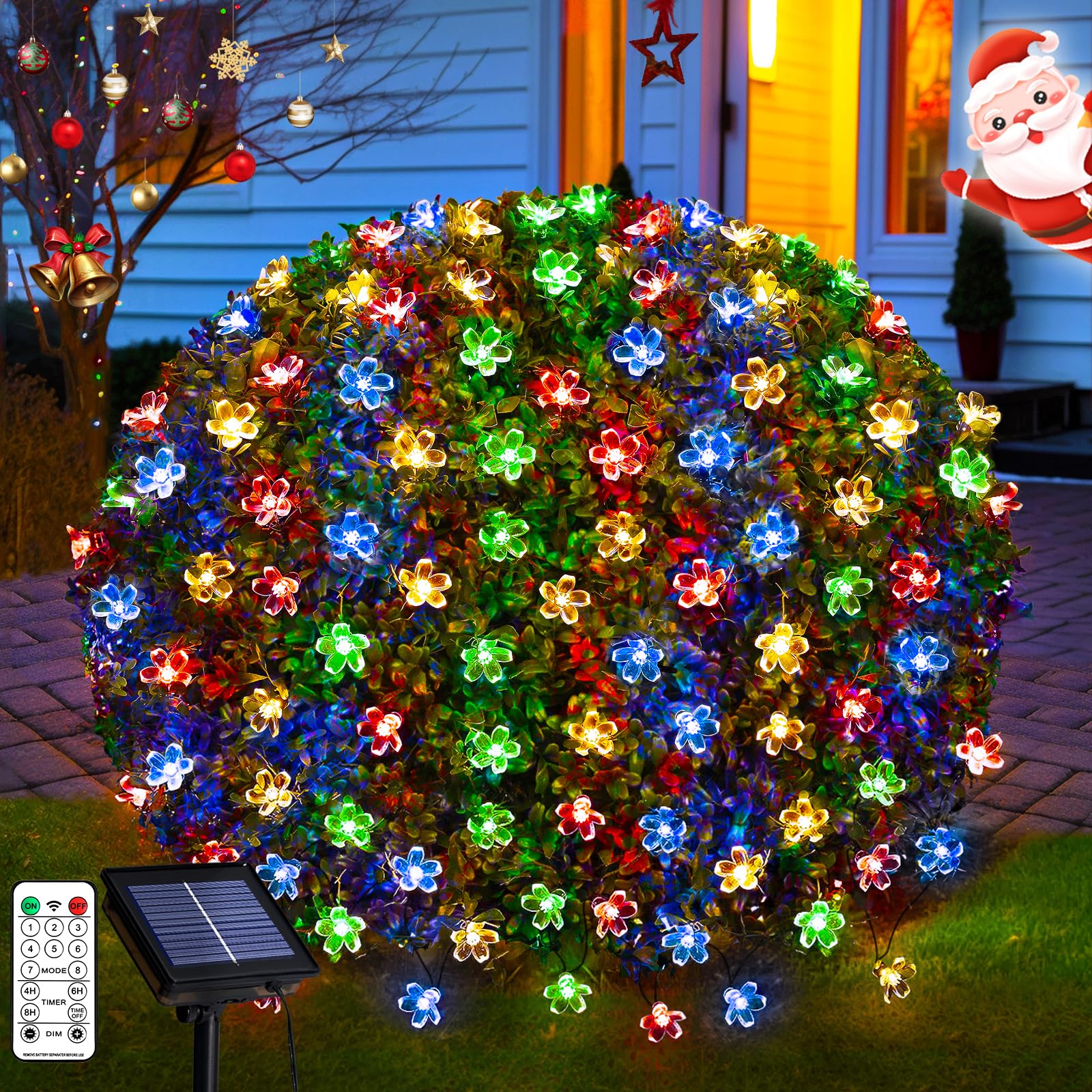 JMEXSUSS Solar Net Lights - 5 x 5ft Outdoor Waterproof Mesh Lights with 8 Modes, Multicolor