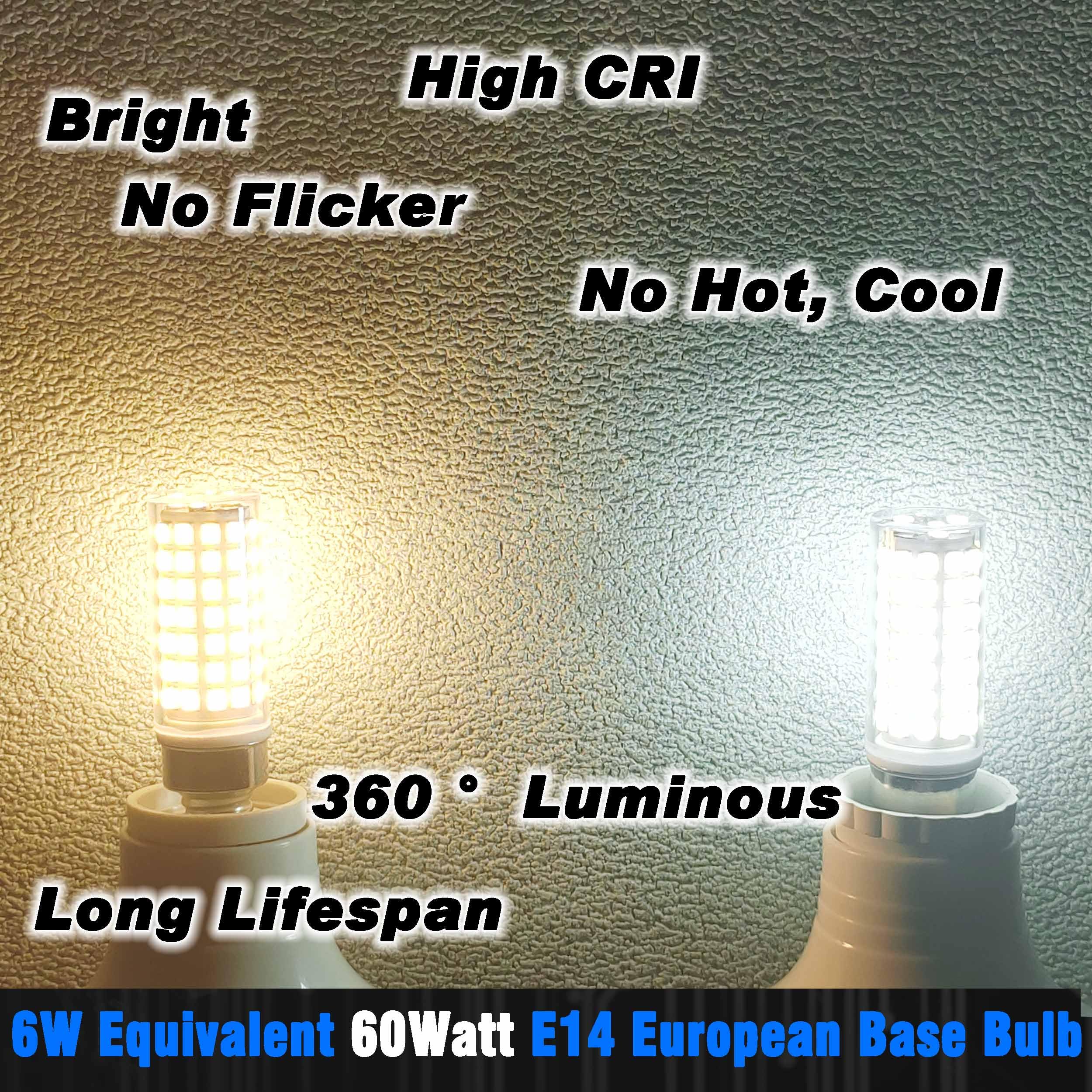 Hylroe E14 LED Bulb 6W Daylight White 6000K 700lm for Persian Lamps & Chandeliers, 3 Pack